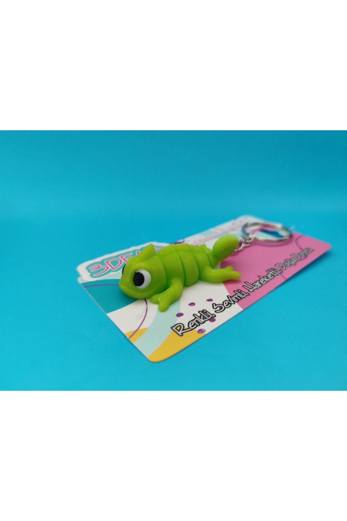 Minikbahcem Sevimli Bukalemun Anahtarlık - 3D Baskı Özel Tasarım