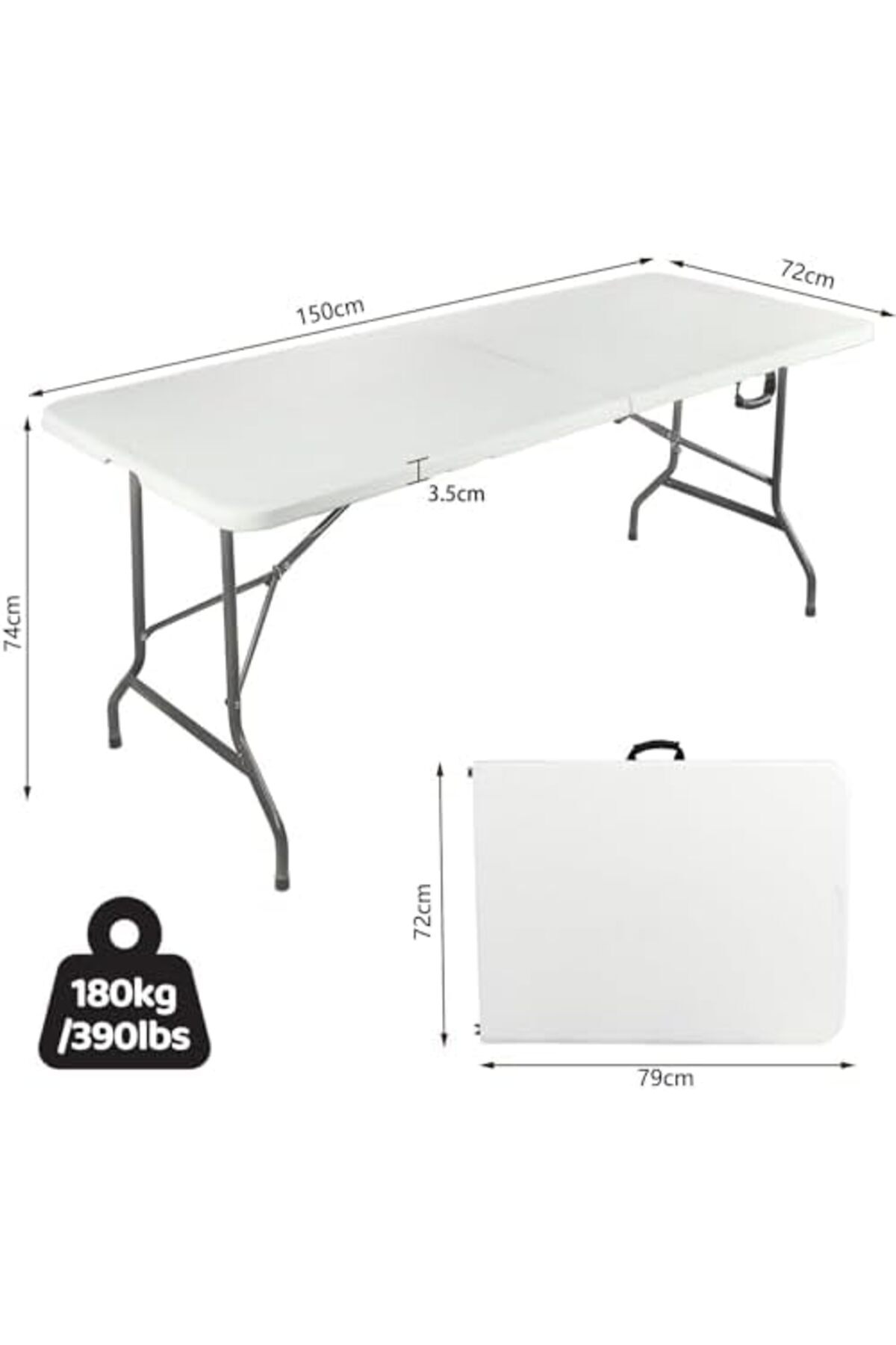 طاولة قابلة للطي محمولة وصغيرة الحجم قابلة للطي للتخزين السهل مثالية للاستخدام الداخلي والخارجي 150 سم 5 أقدام