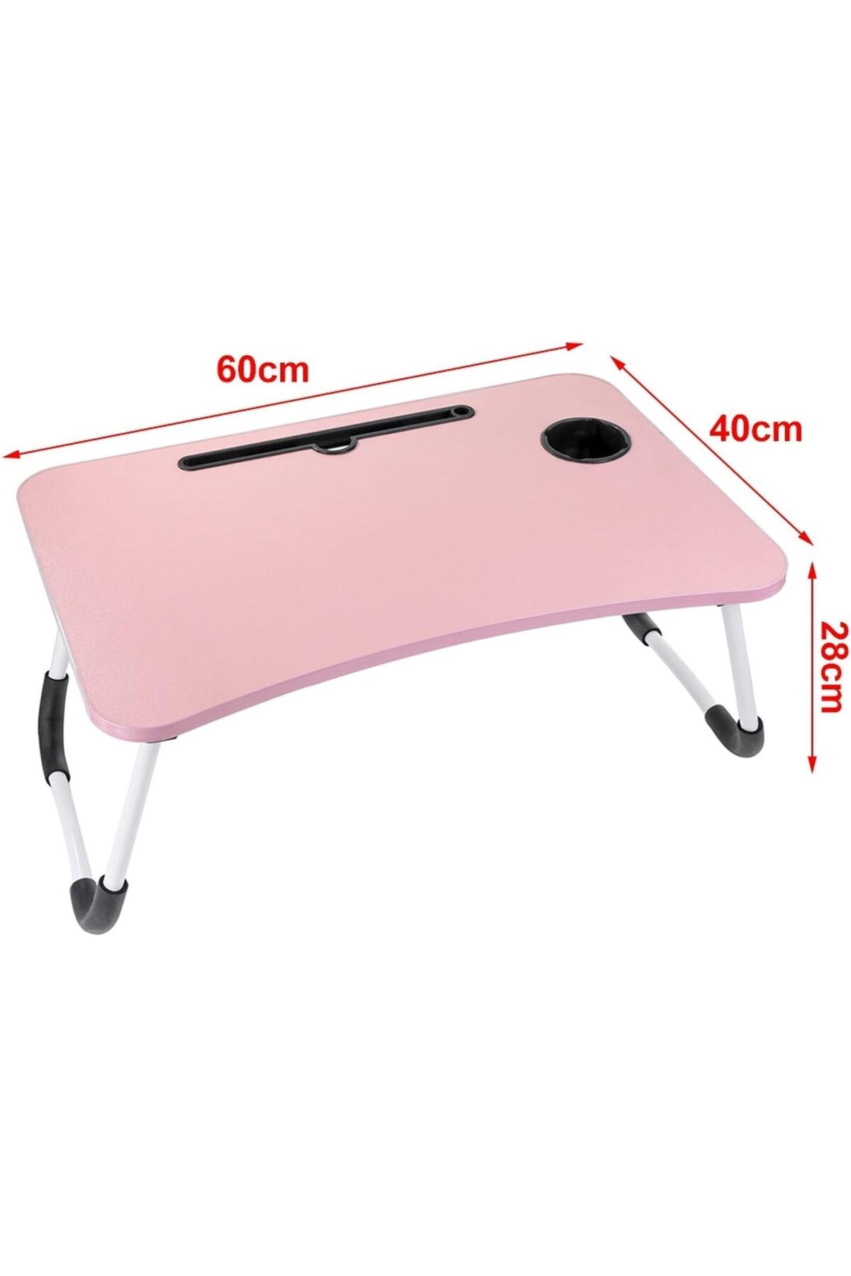 طاولة لابتوب للسرير محمولة قابلة للطي مع حامل أكواب للعمل وتناول الطعام والكتابة، لون زهري