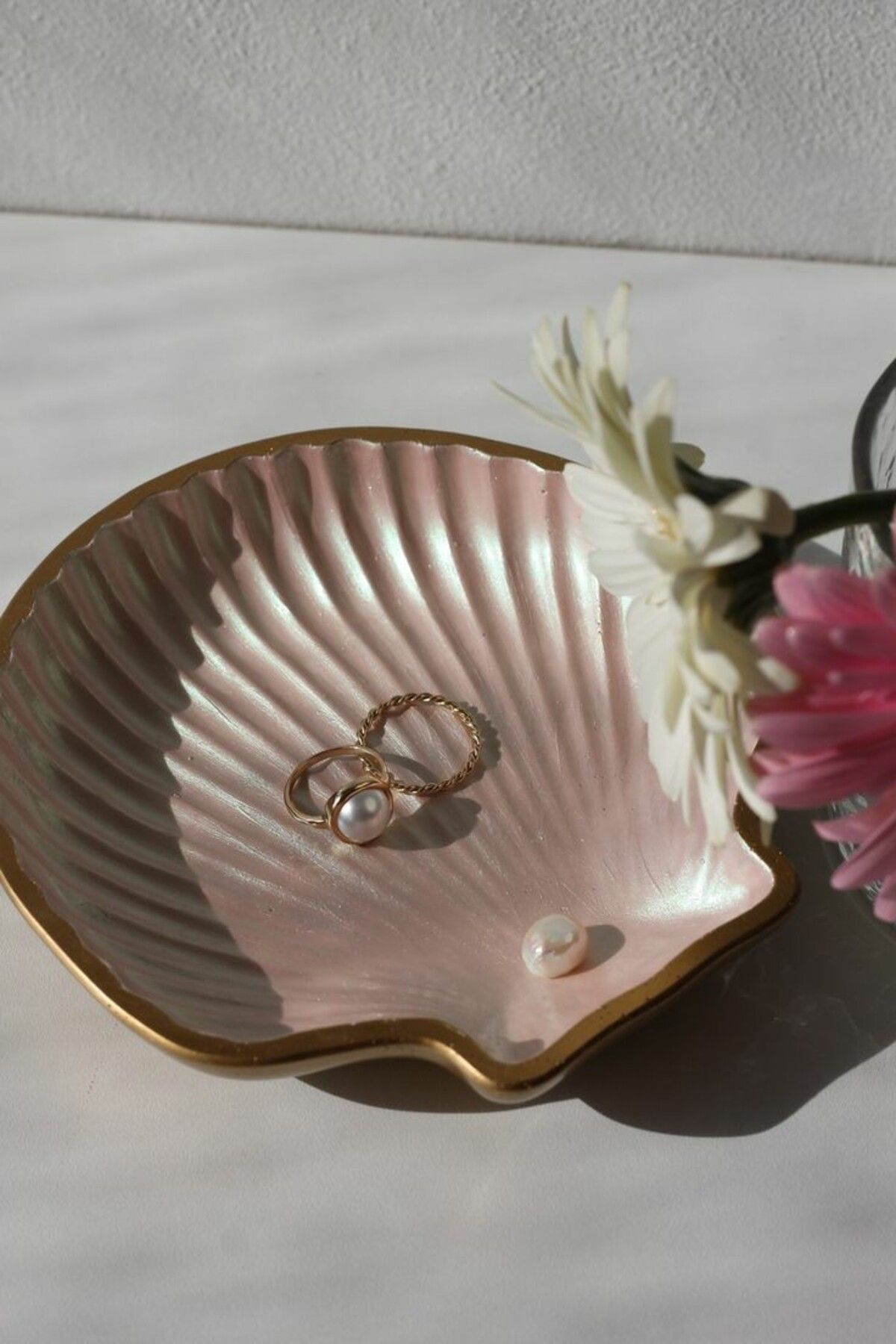 beautystyle Gold - Pembesi Büyük İstiridye Takı Tabağı Sunum Tabağı