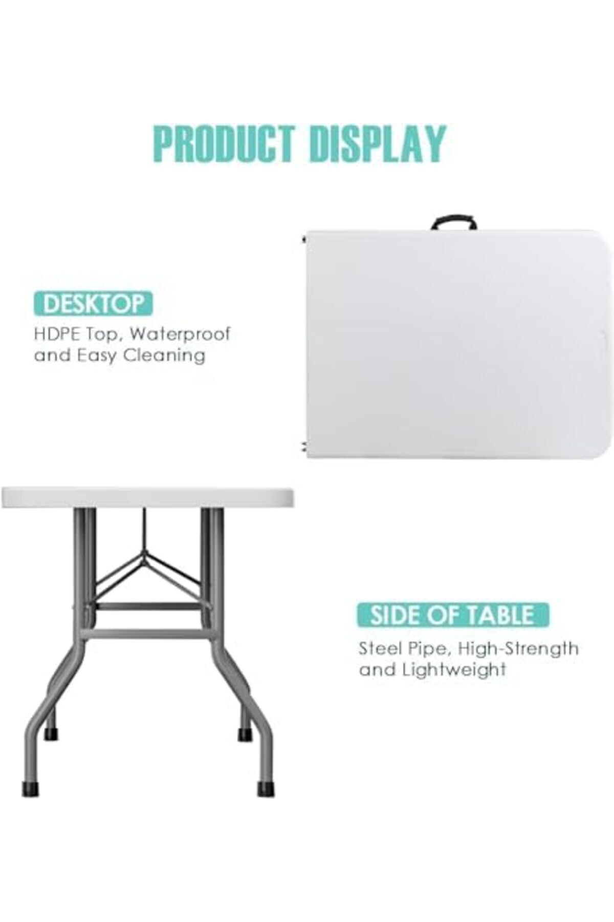 طاولة قابلة للطي محمولة وصغيرة الحجم قابلة للطي للتخزين السهل مثالية للاستخدام الداخلي والخارجي 150 سم 5 أقدام