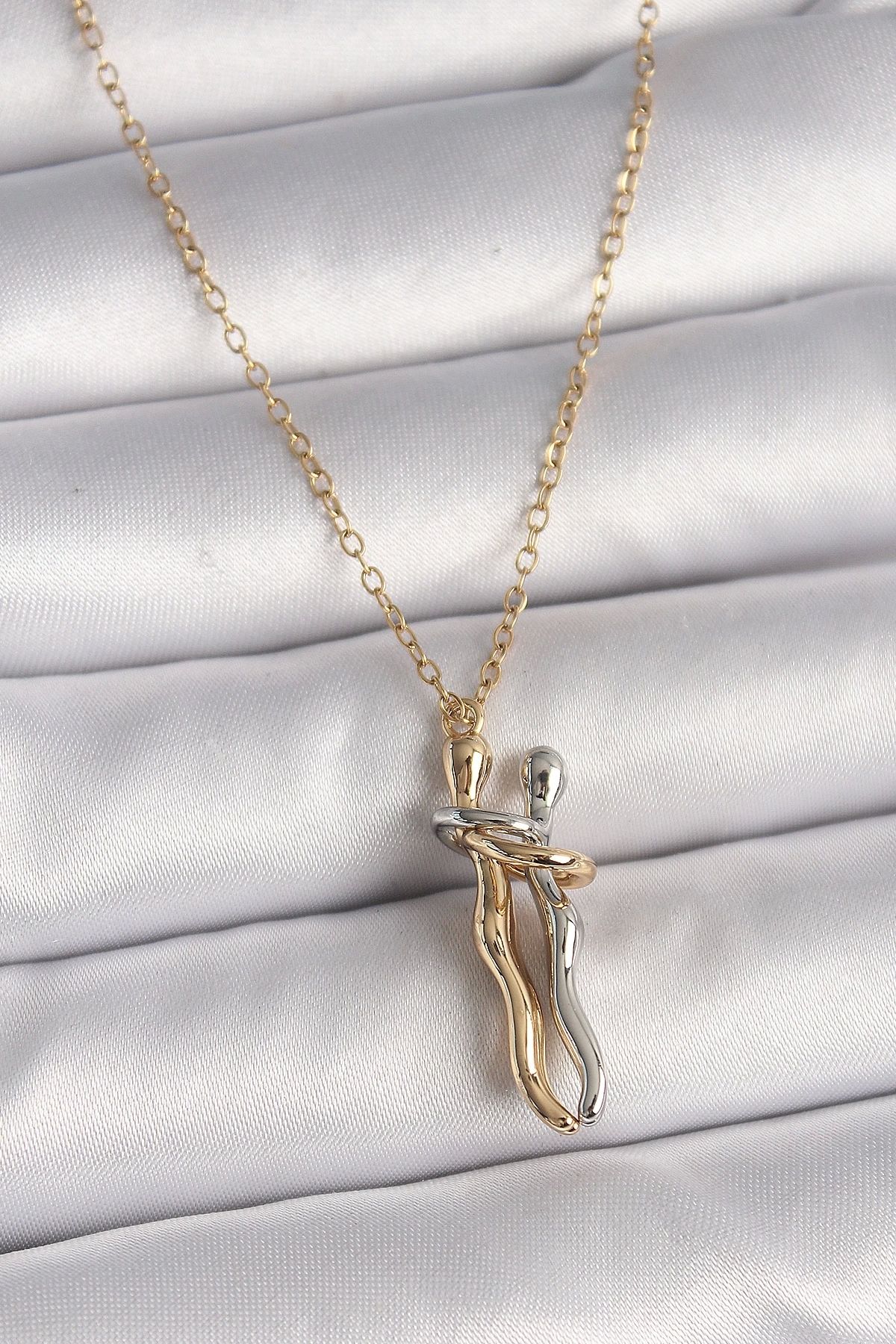 STOREMAX 316L Çelik Gold Renk Zincir Renkli Sarılma Model Kadın Kolye - TJ-BKO9765