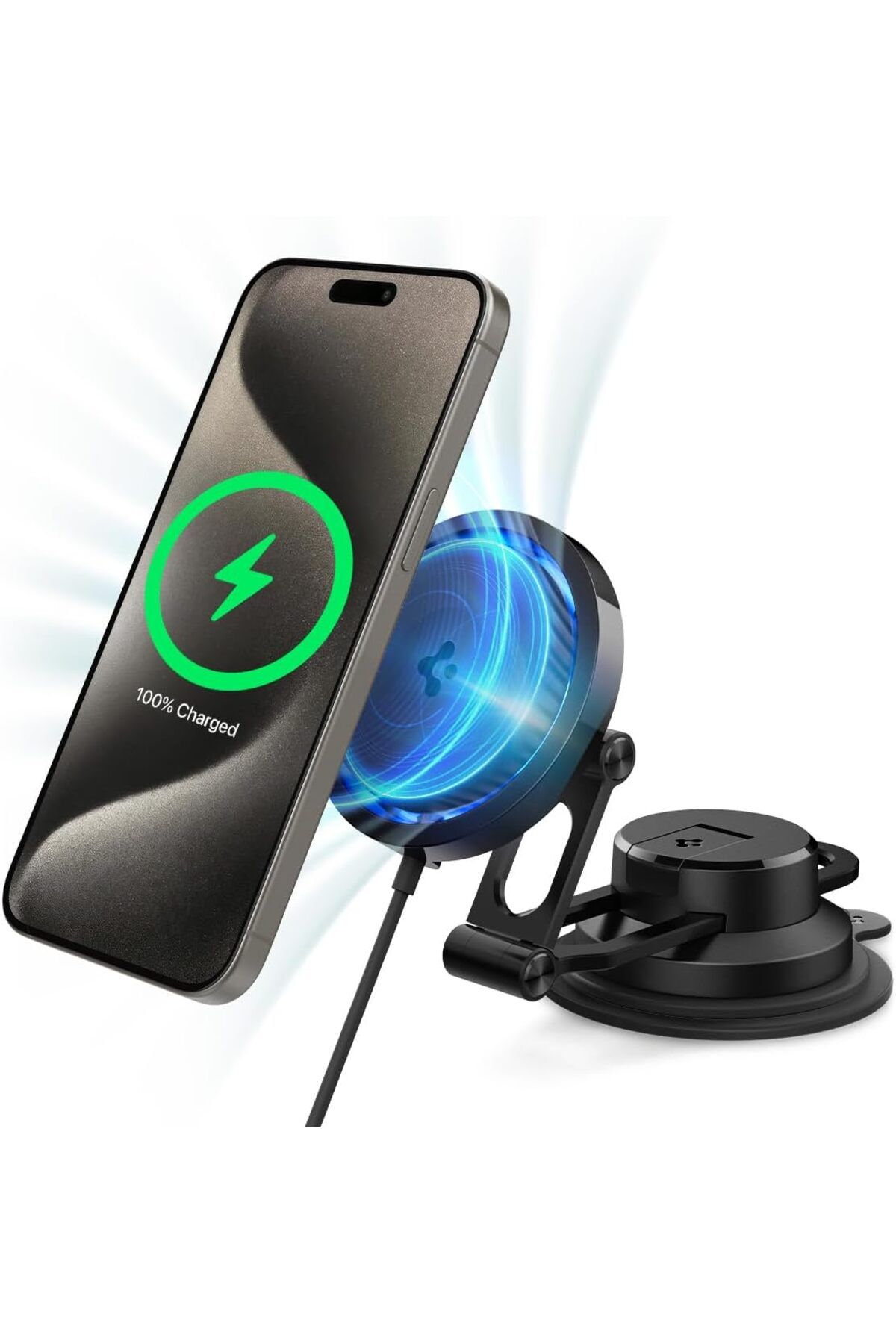 ÇAĞUR Eser MagFit Dashboard Araç içi Telefon Tutucu + Manyetik Kablosuz Şarj Cihazı iPhone için MagSa