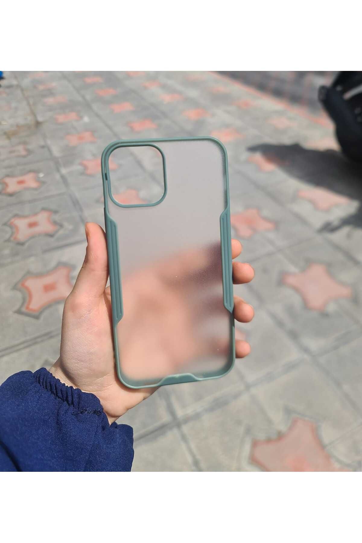 CEP-HANE Apple İphone 12-12Pro Uyumlu Kenarı Renkli Arkası Şeffaf Parfe Kapak Kılıf