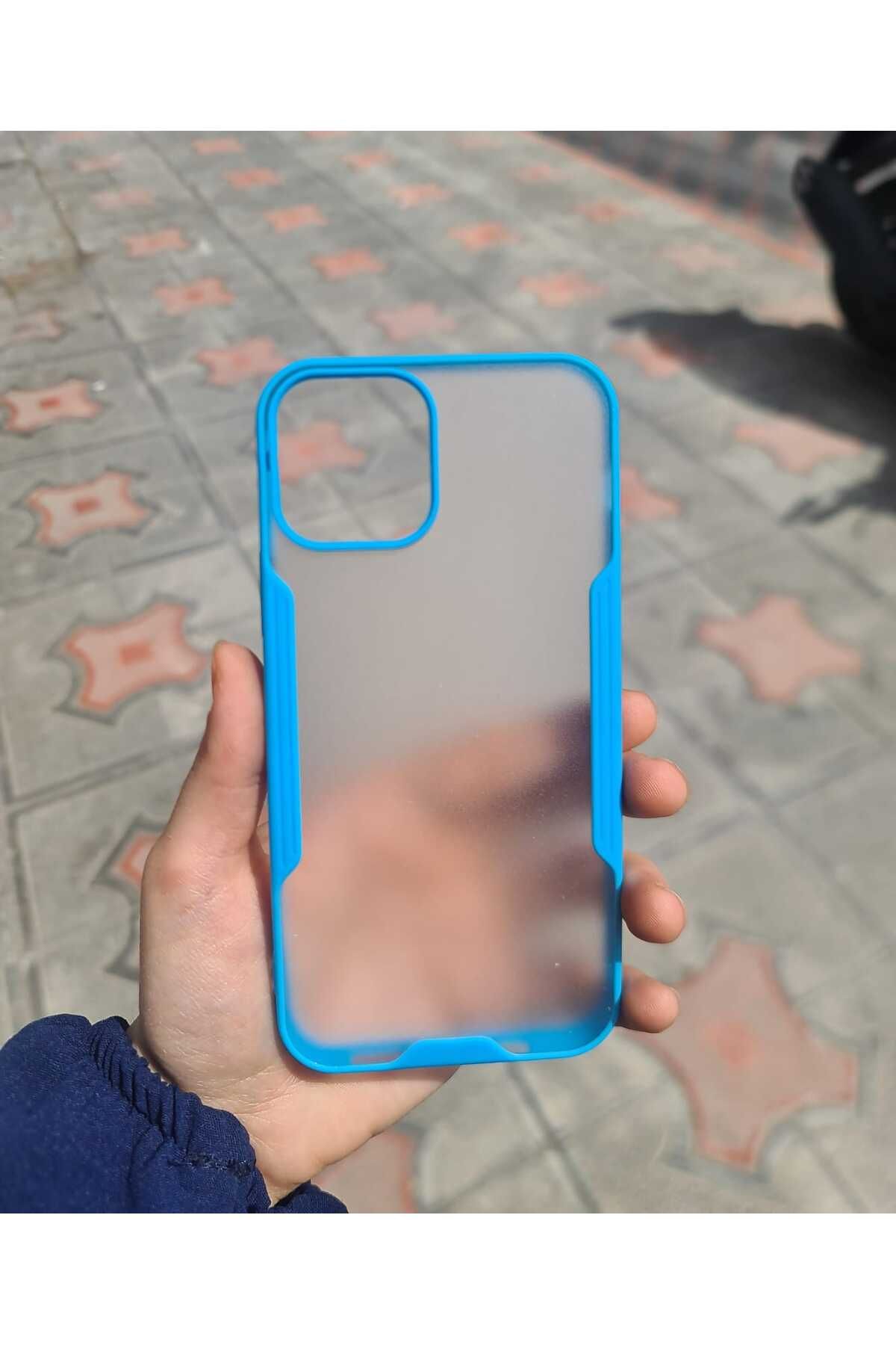 CEP-HANE Apple İphone 12-12Pro Uyumlu Kenarı Renkli Arkası Şeffaf Parfe Kapak Kılıf