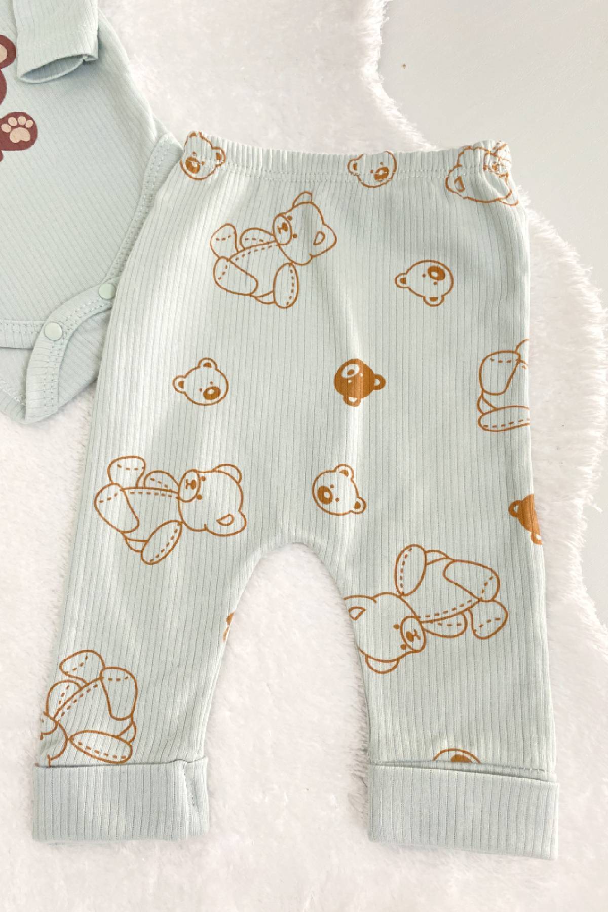 VERONA TARZ Kız Erkek Bebek Ayıcıklı 2li Takım 2 Parça Alt Üst Çıtçıtlı Body Takımı Mevsimlik Yenidoğan Kıyafeti fotoğrafı 6 (önizleme)