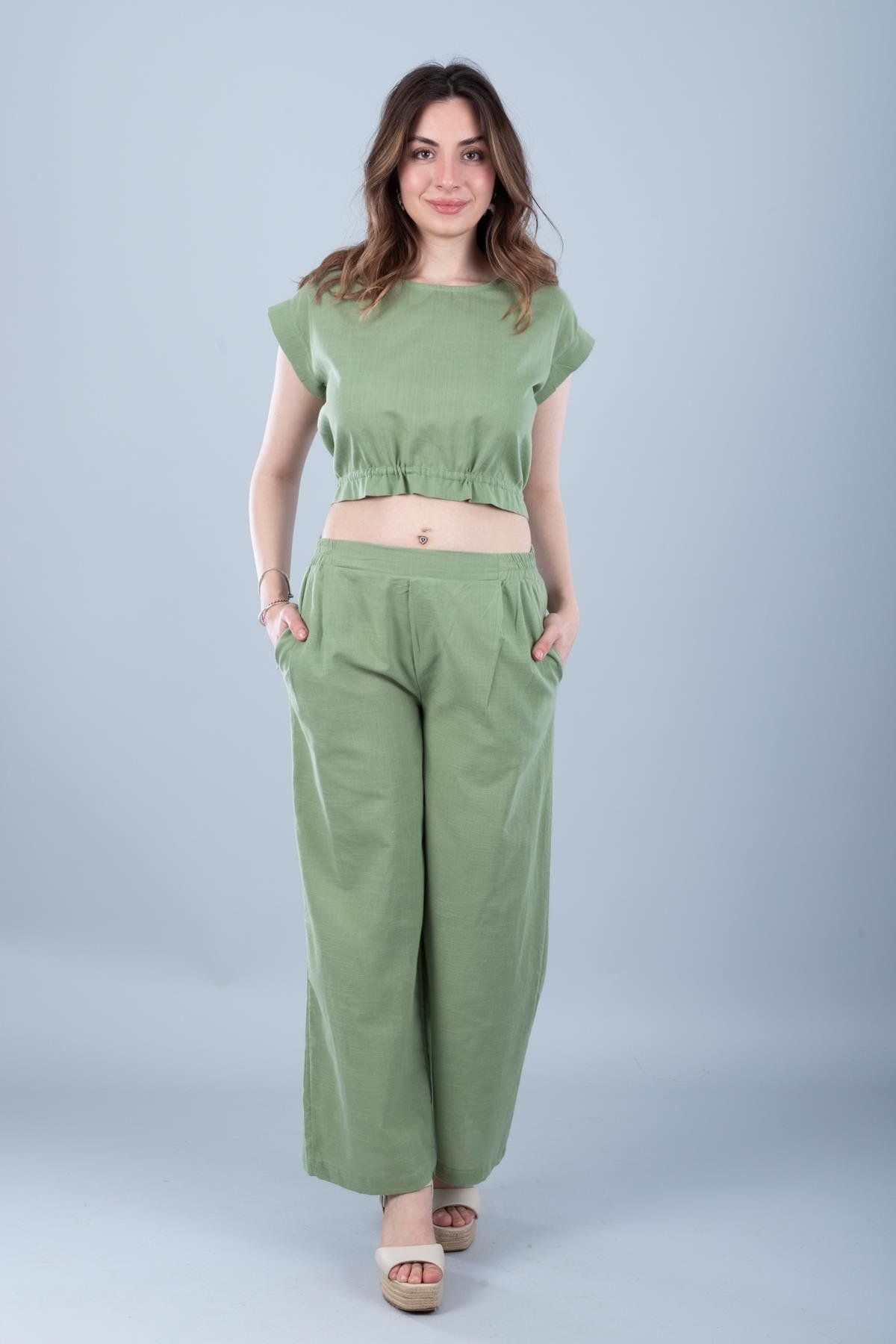 Bonitas Beachwear Pamuklu Crop Haki