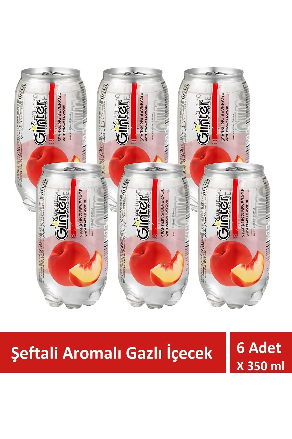 Glinter Şeftali aromalı gazlı içecek 6 Adet x 350 ml