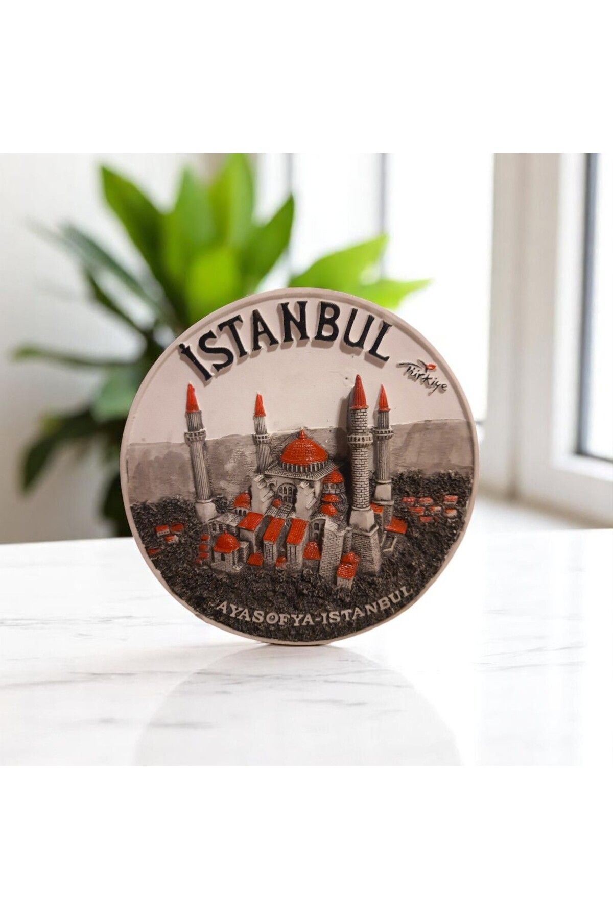 MEVLANA BAZAAR İstanbul Seramik Tabak Duvar Masa Süsü Dekor 18 CM Kırmızı