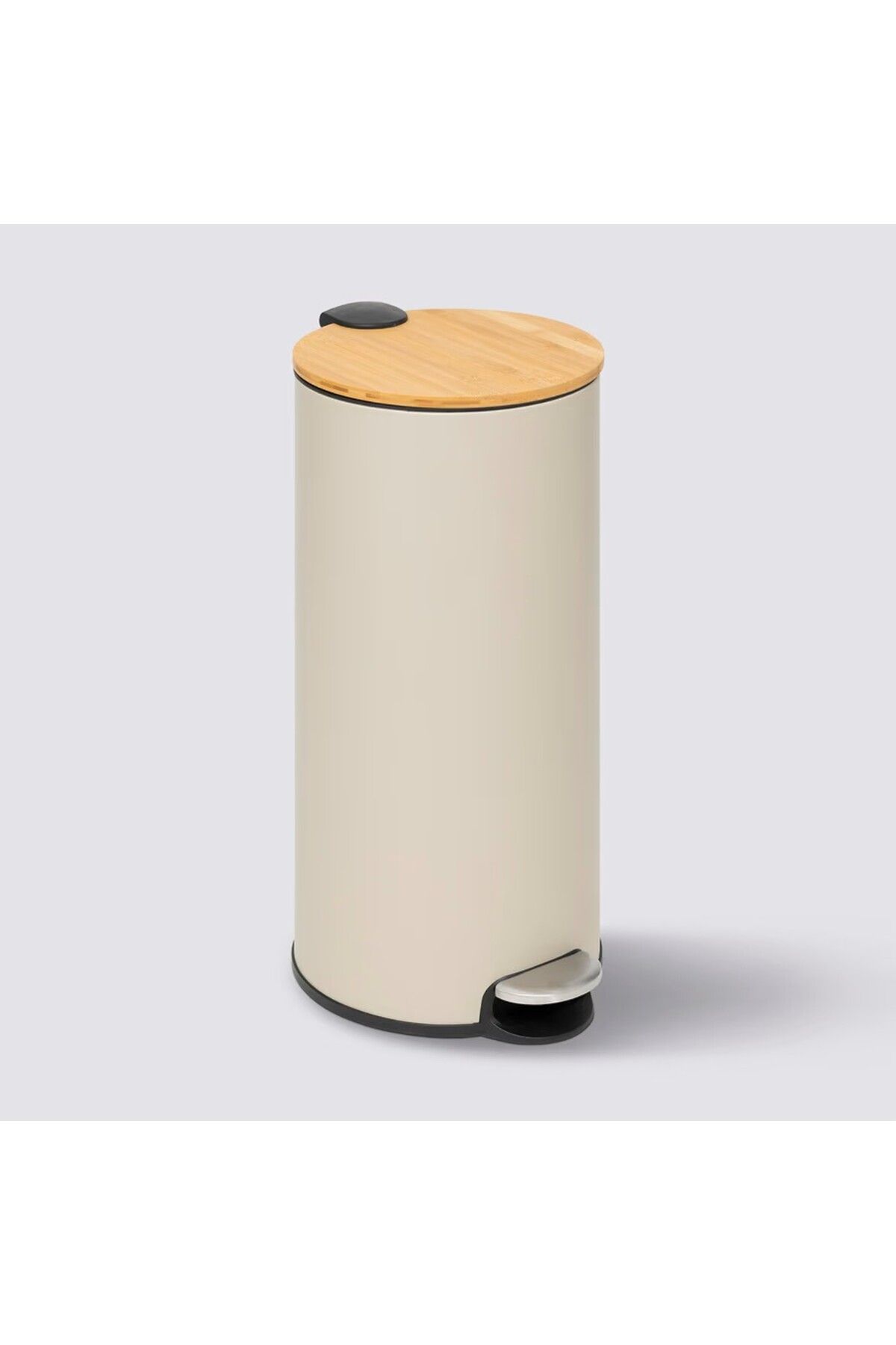 5FiveSmart MODERN-METAL PEDALLI/BAMBU KAPAK 30 LT.ÇÖP KUTUSU-BEJ