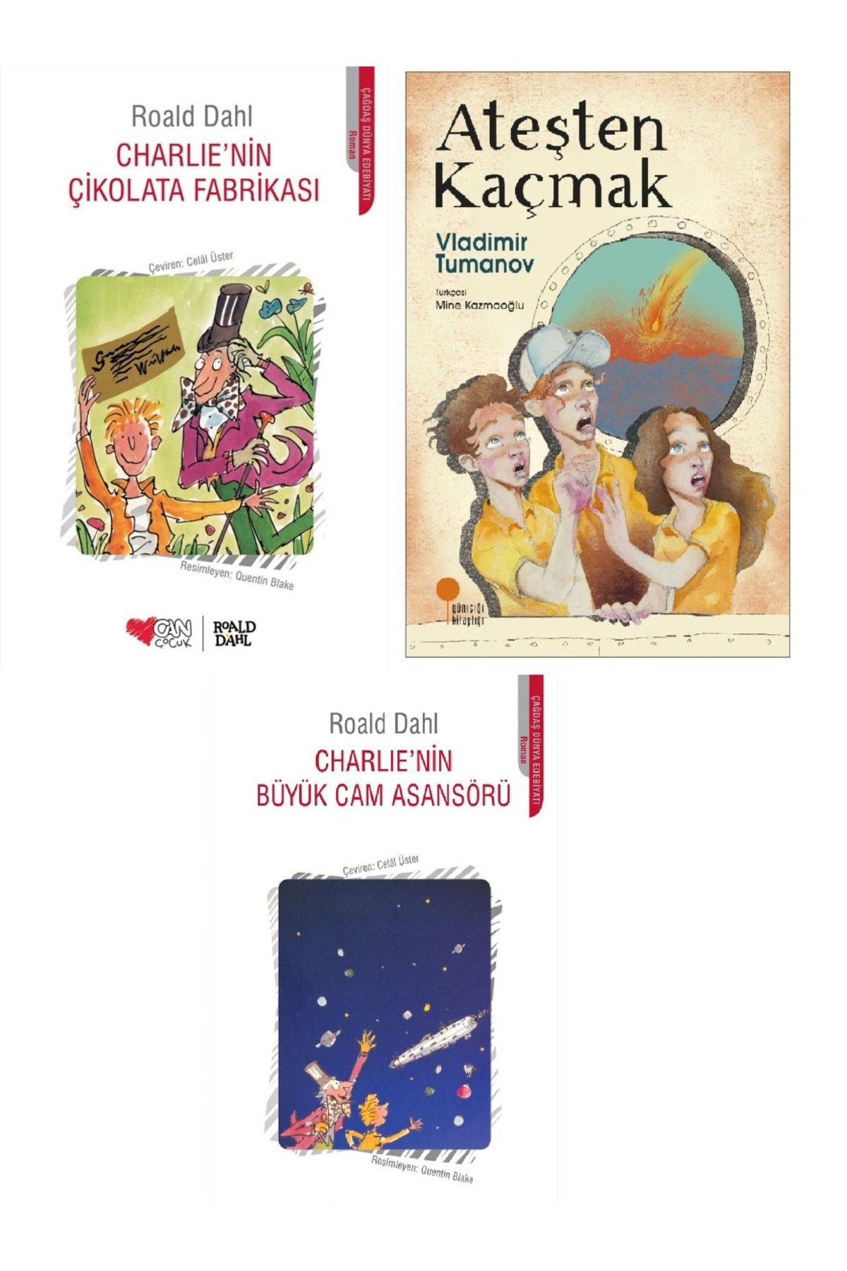 Günışığı Kitaplığı Charlie'nin Çikolata Fabrikası & Charlie'nin Büyük Cam Asansörü & Ateşten Kaçmak ( 3 Lü Set )