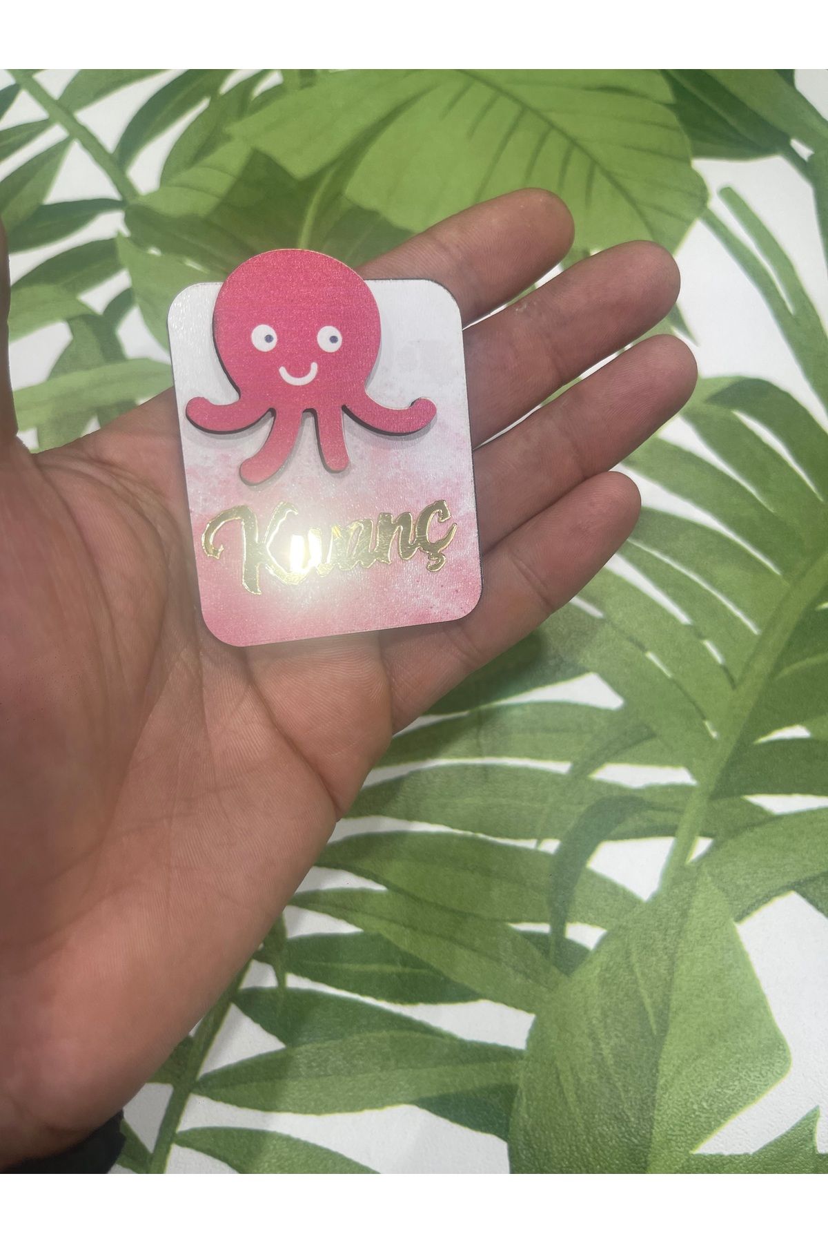 ELF REKLAM Ahtopot Figürlü Ahşap Baskılı Pleksi Yazılı Magnet 10 Adet