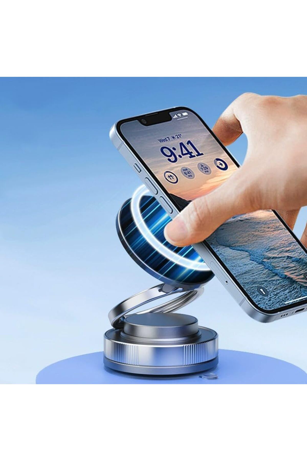 ÇAĞUR Eser Kablosuz Araç İçi Cep Telefonu Tutucu Araç içi Montaj Süper Güçlü Vakumlu Manyetik Tel