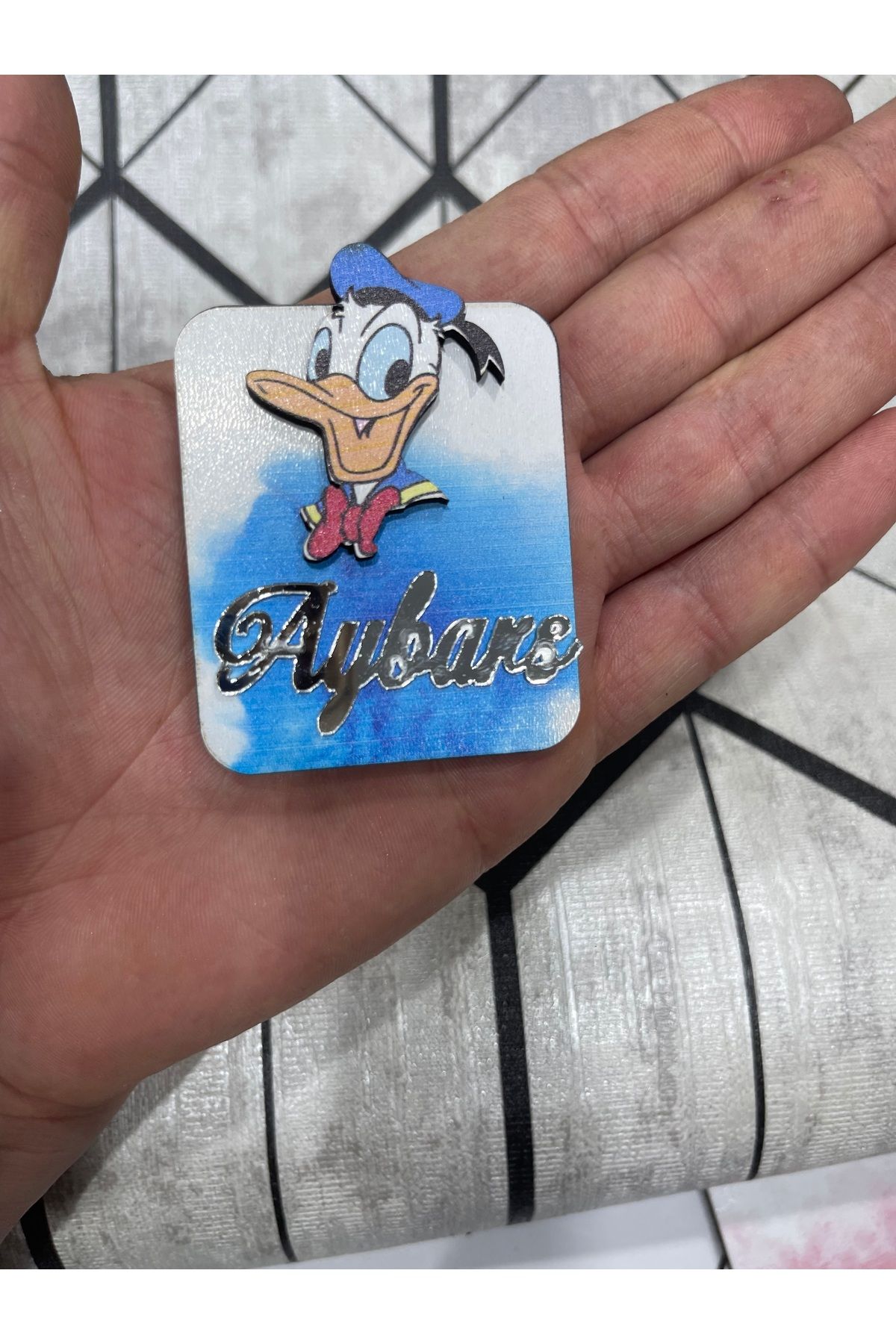 ELF REKLAM Ördek Figürlü Ahşap Baskılı Pleksi Yazılı Magnet 10 Adet