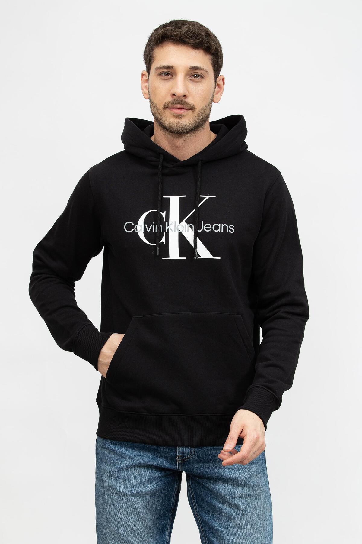 Calvin Klein Męska bluza z kapturem Core Monologo, czarna