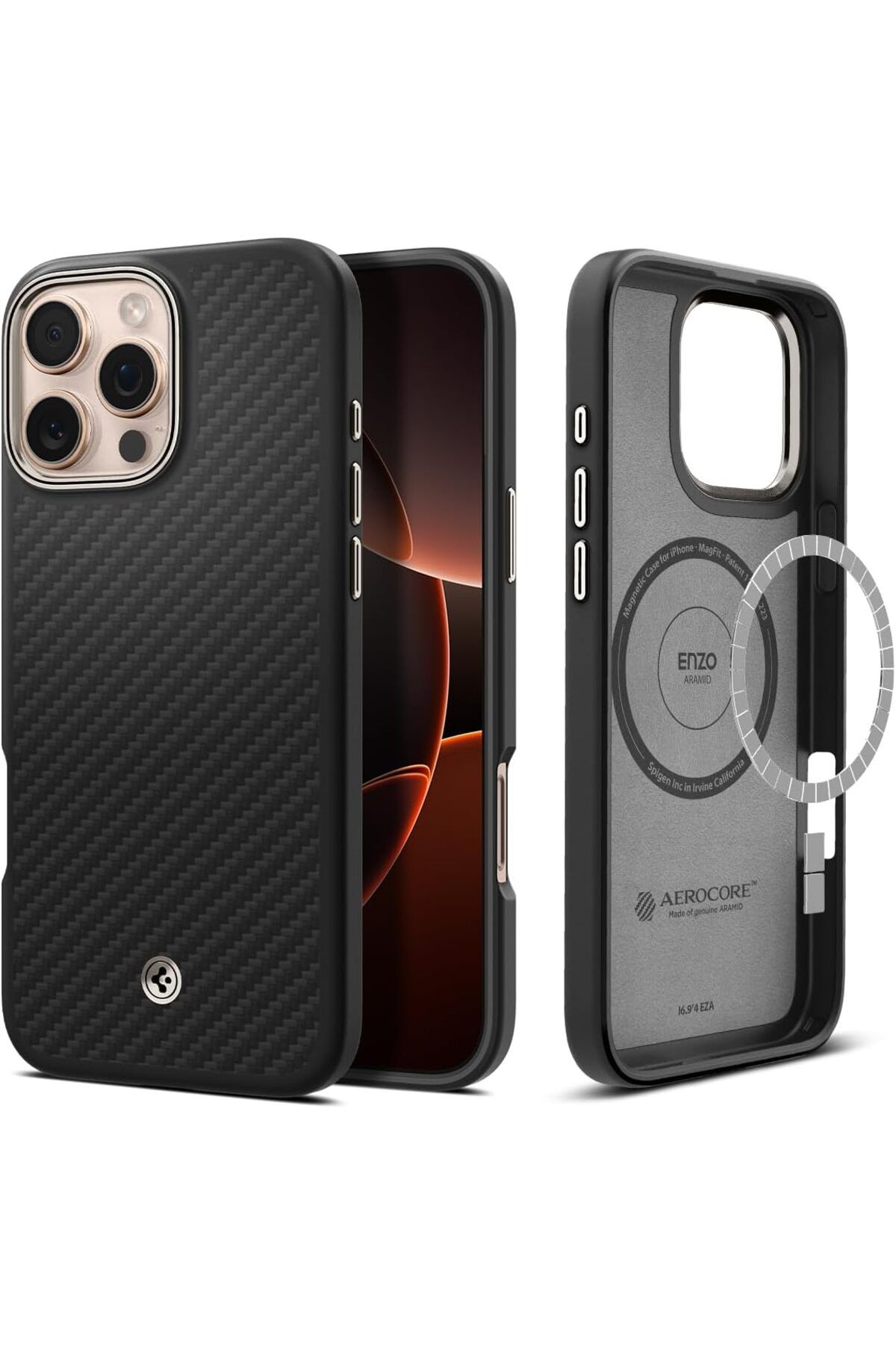 ÇAĞUR Eser iPhone 16 Pro Max Kılıf Enzo Aramid Black Natural - ACS08501 shop 1117038