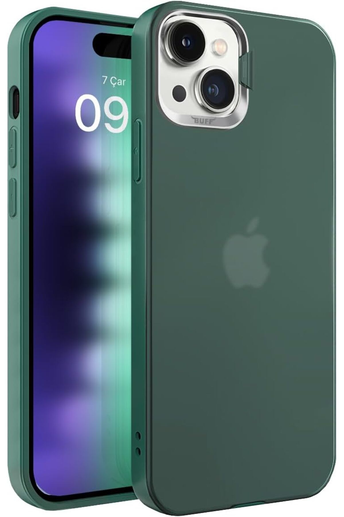 ÇAĞUR Eser LABS Buff iPhone 15 Plus ile Uyumlu New Corner Kamera Kapaklı Standlı Kılıf (Yeşil) shop 1