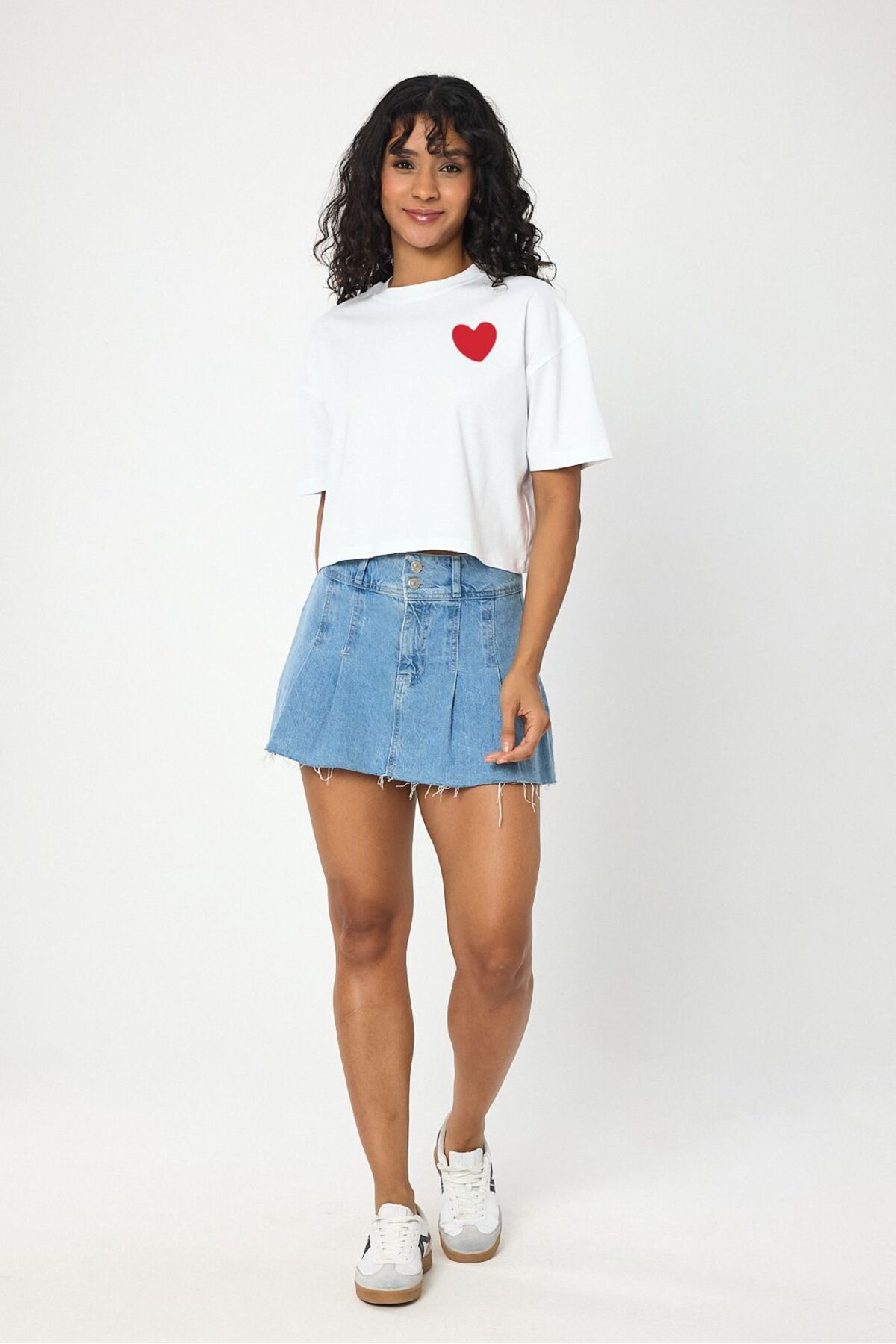 Windy Island Kadın Bisiklet Yaka Baskılı Crop T-shirt