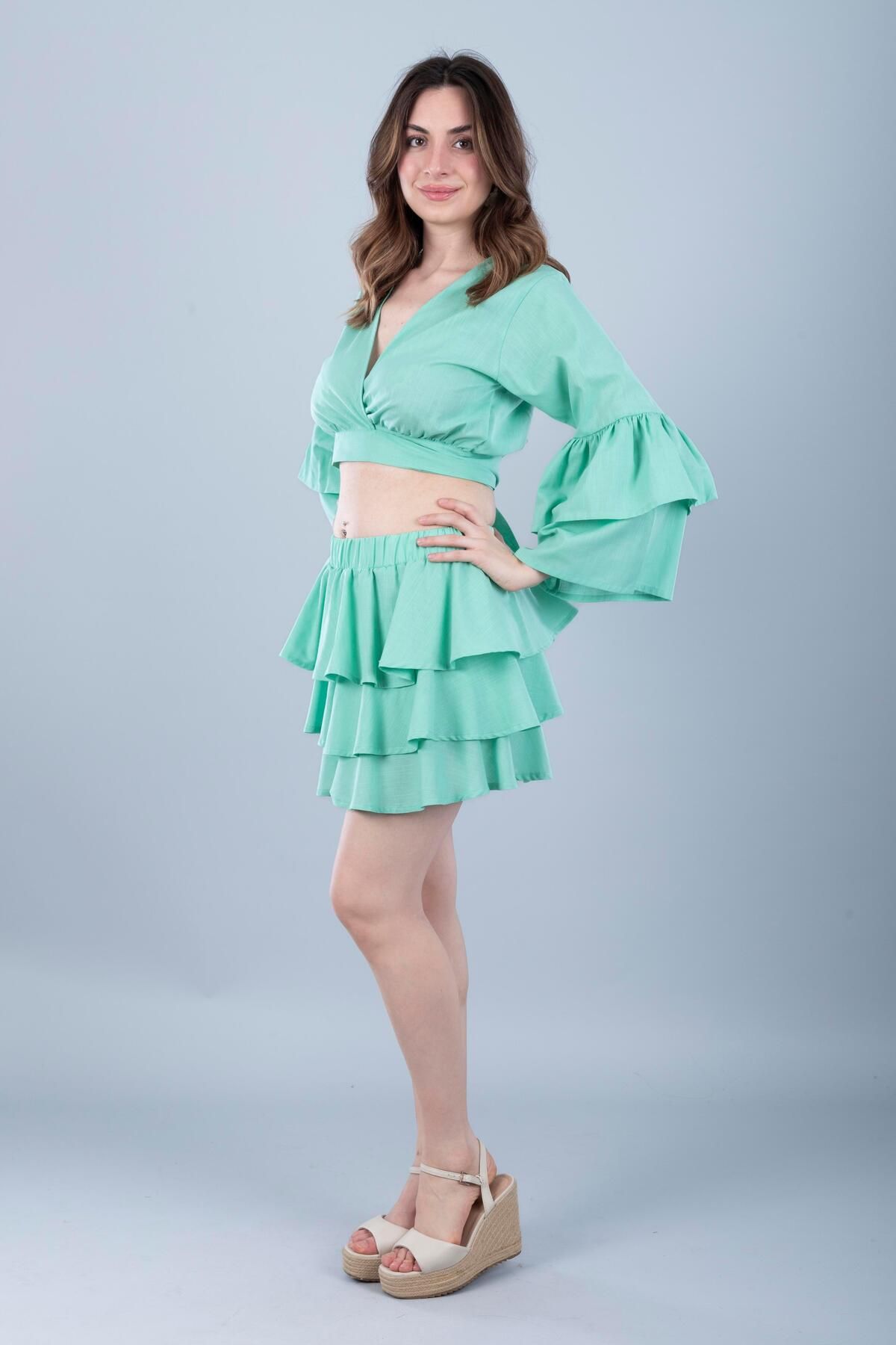 Bonitas Beachwear Pamuklu Bağlamalı Crop Mint