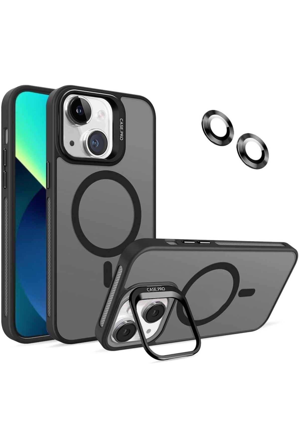 ÇAĞUR Eser İletişim iPhone 13 ile Uyumlu Lens Hediyeli Kamere Korumalı Wireless Şarj Özellikli Stand