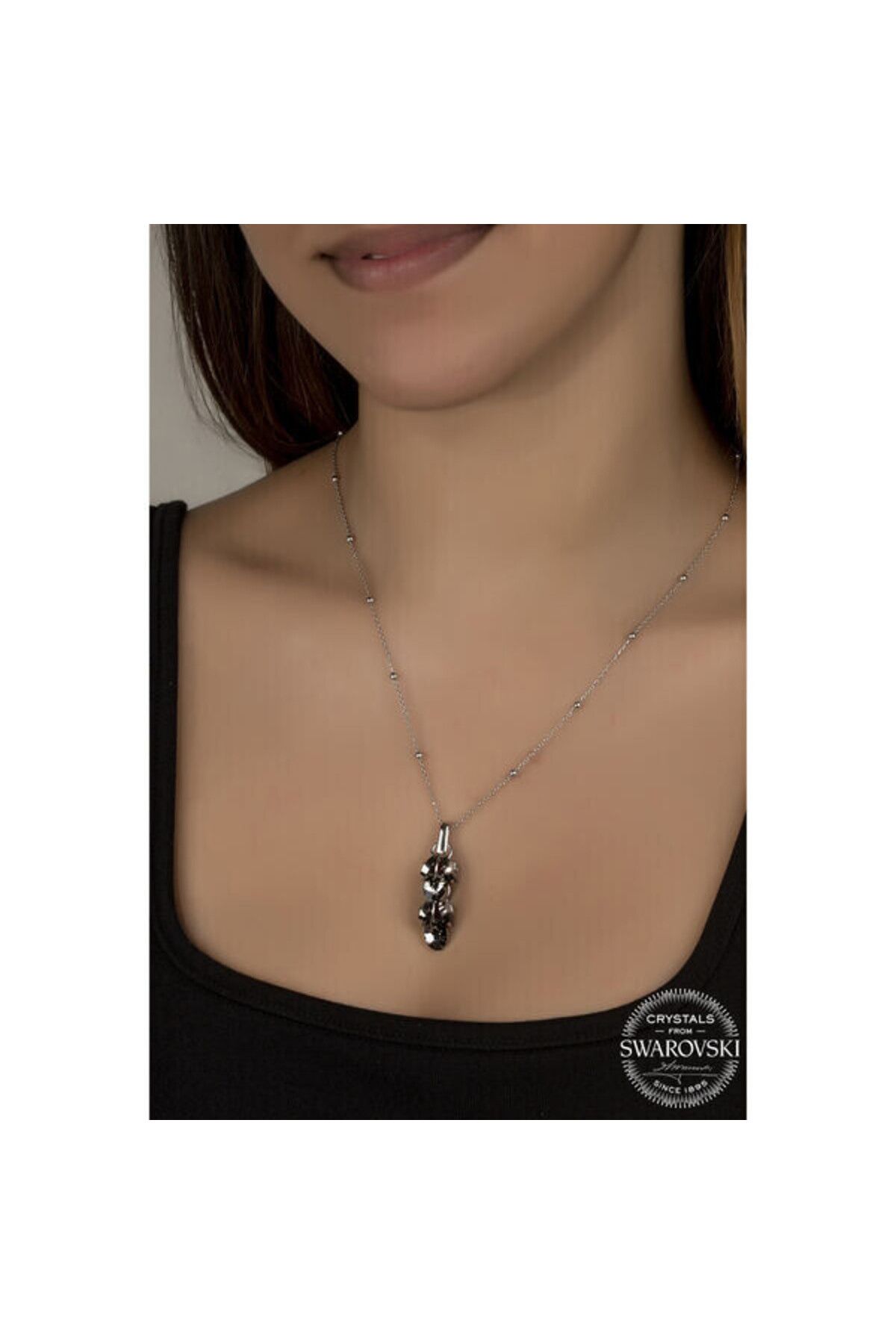 shop Crystal Taşlı Salkım 925 Ayar Gümüş Kolye