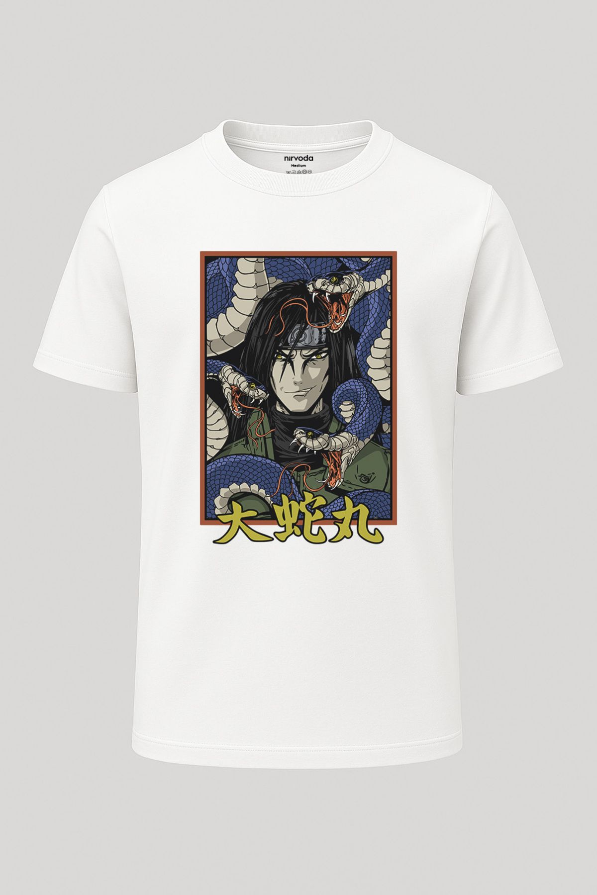nirvoda Unisex Orochimaru Yılan Baskılı Naruto Tişört - Anime Uzun T-shirt