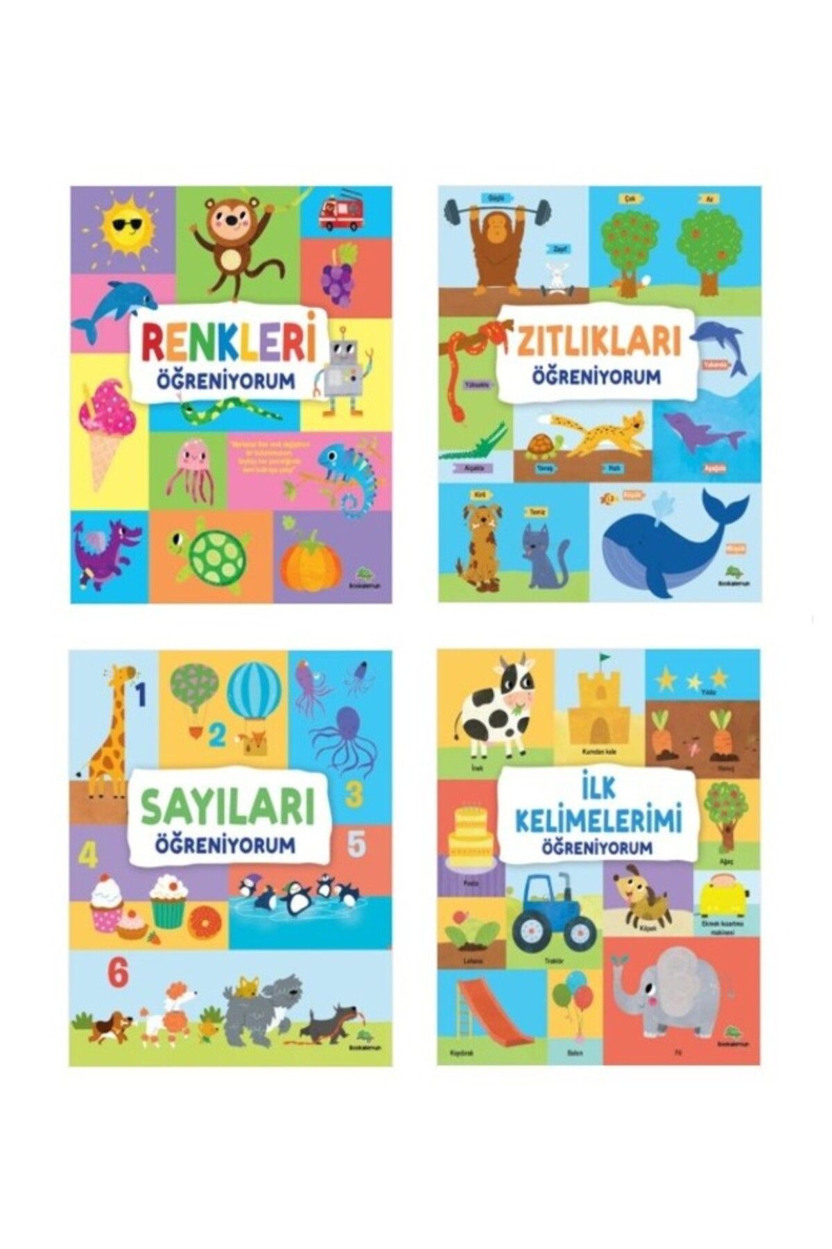bookalemun yayınevi Öğreniyorum Serisi 4 Kitap - Renkleri - Sayıları - Zıttlıkları - İlk Kelimelerimi