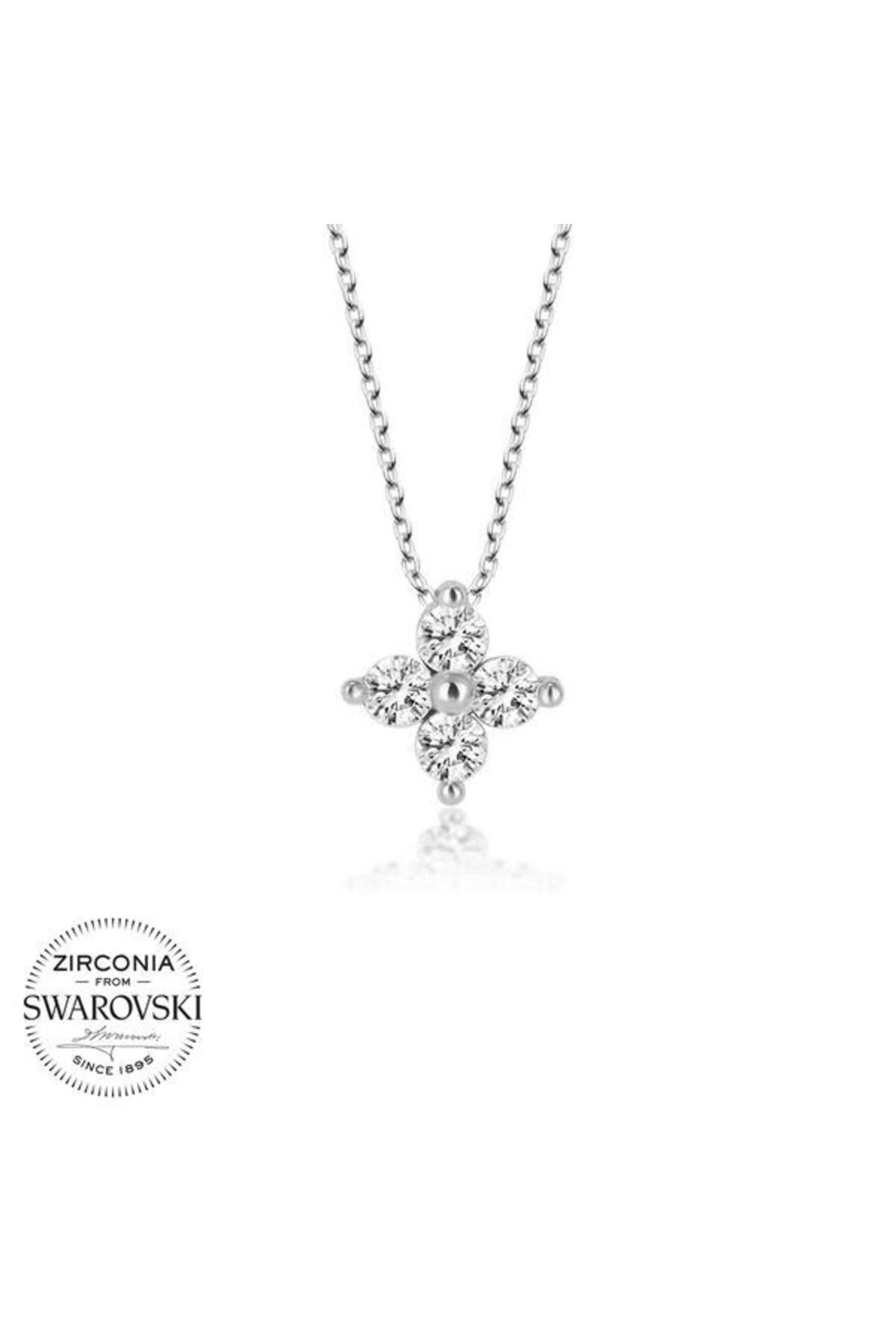 shop Taşlı Çiçek 925 Ayar Gümüş Kolye
