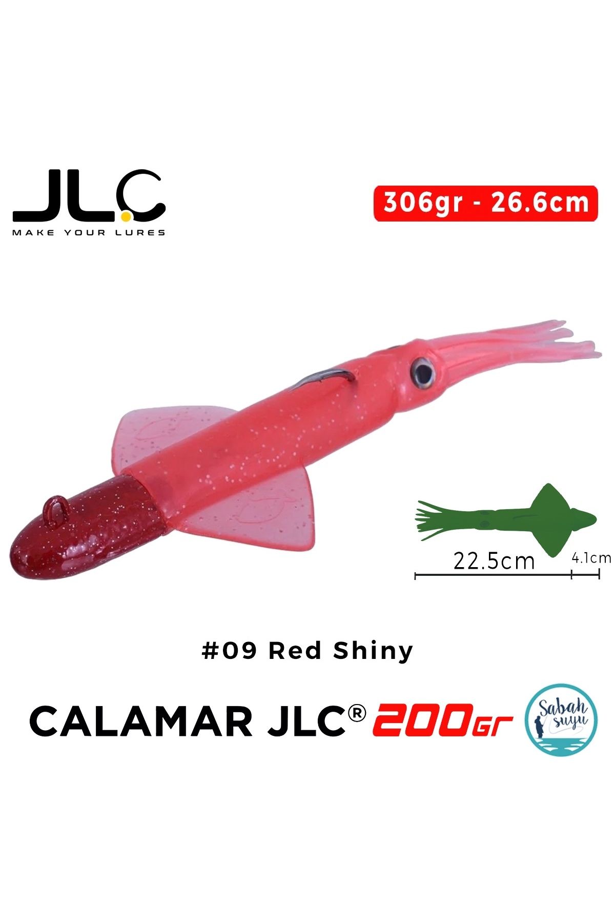 JLC Calamar 200 Set 26.6cm 306gr #09 Red Shiny Silikon Kalamar