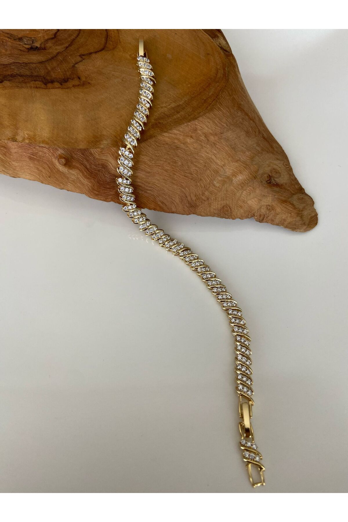 Allen Accessories ÇELİK GOLD ZİRKON TAŞLI BİLEKLİK