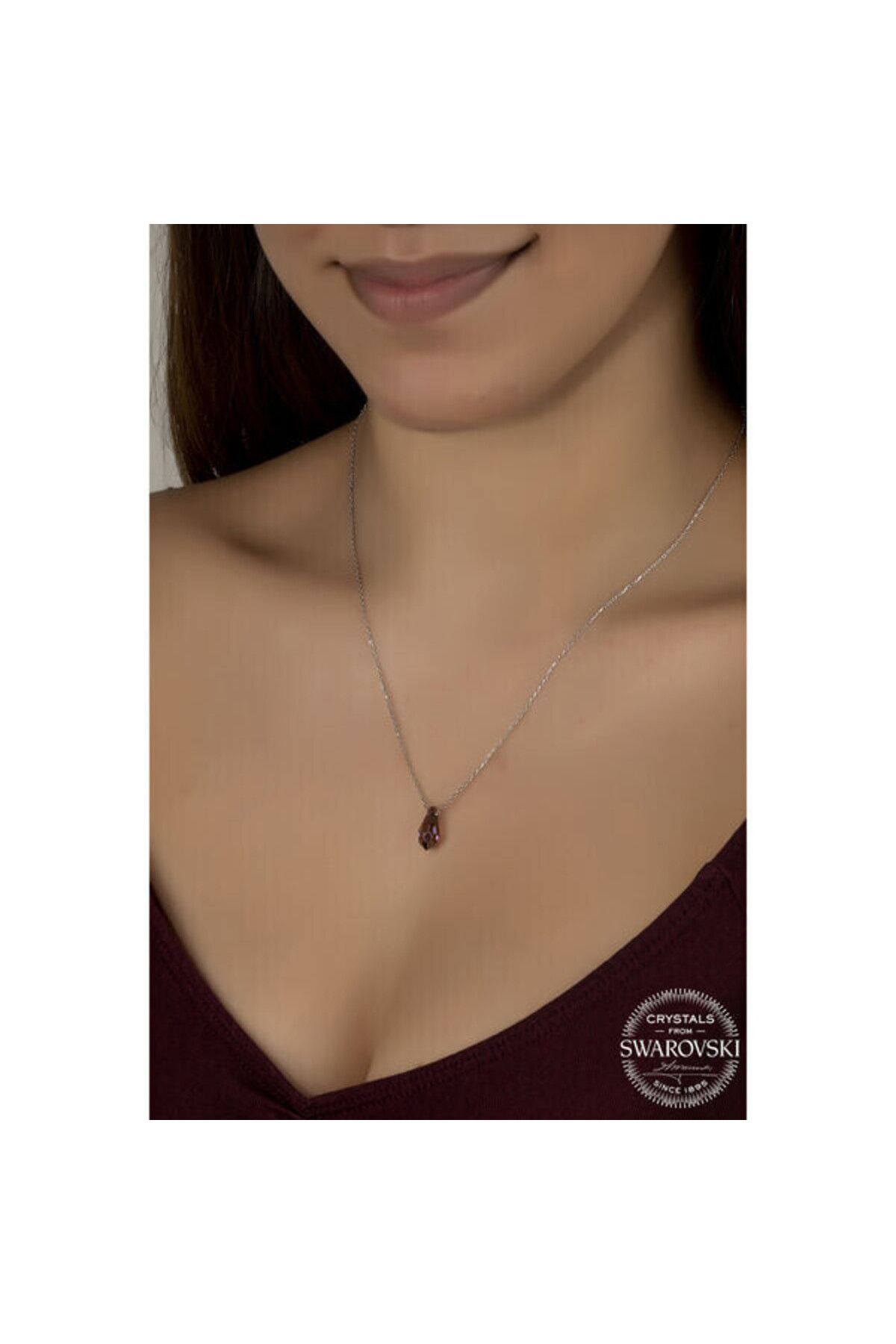 shop Crystal Ametist Taşlı 925 Ayar Gümüş Kolye