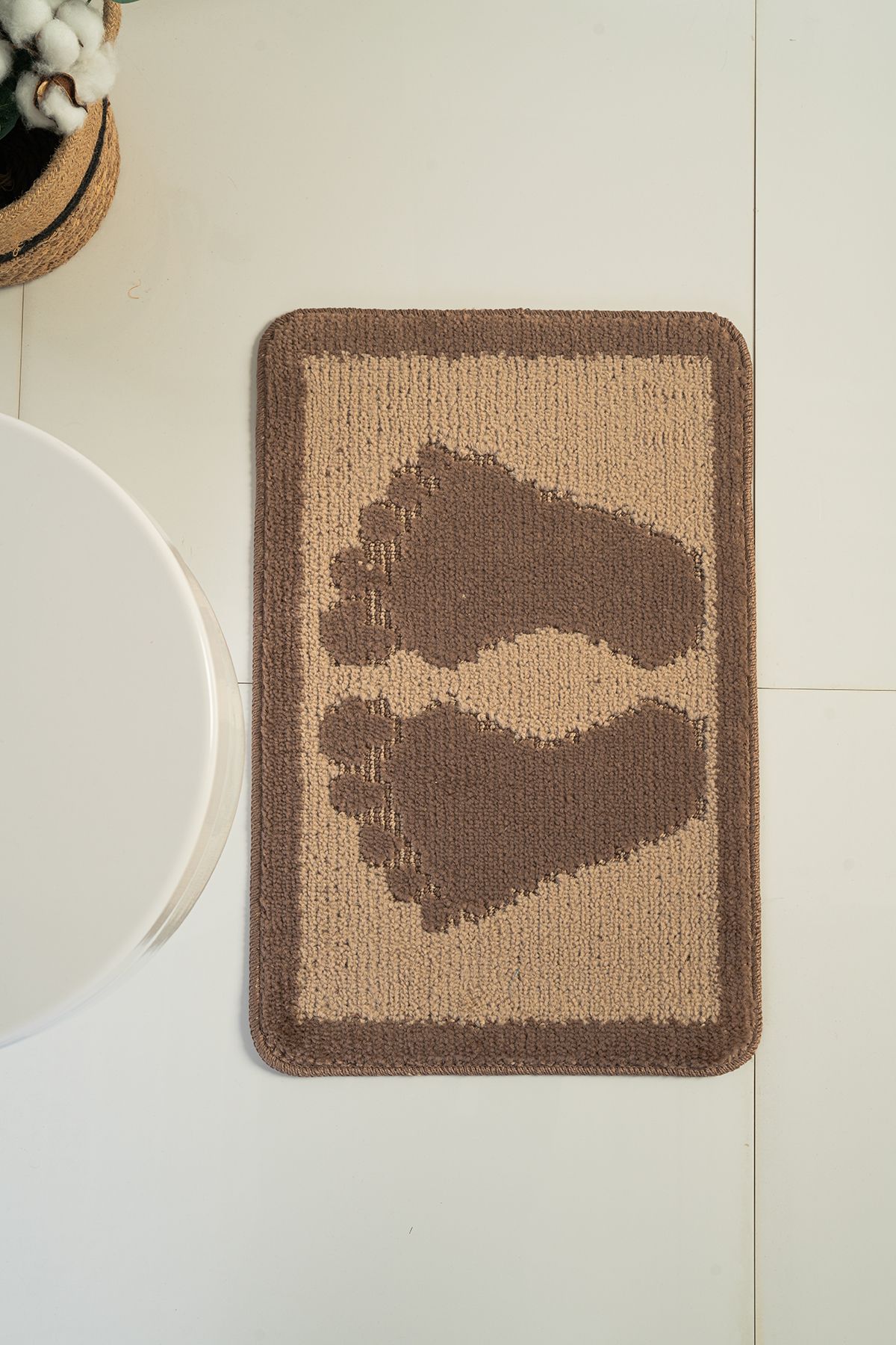 Moda Dekor Lux 40x60 cm Ayak İzi Kahverengi Banyo Paspası