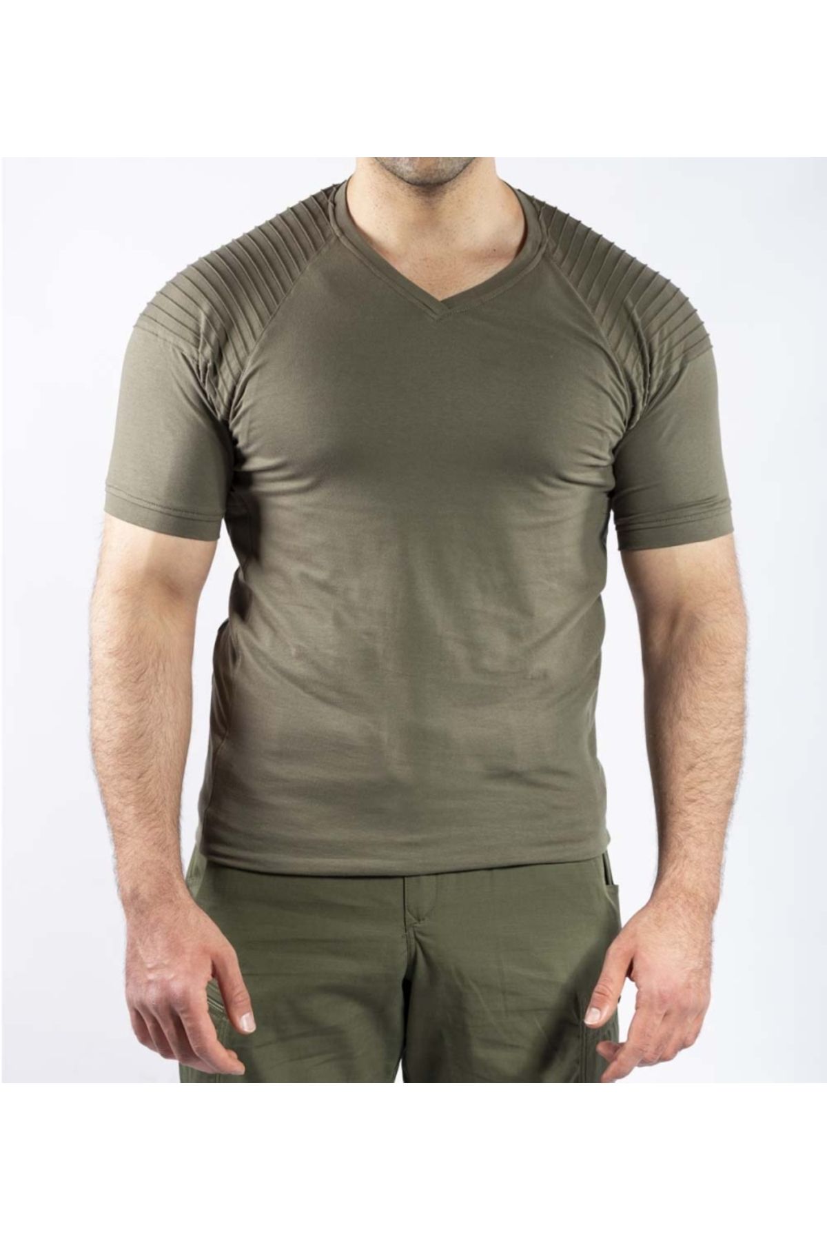 VAV WEAR Tactical Outdoor Günlük Tişört Erkek Kısa Kollu Pamuklu Elastan Nervürlü Esnek Ter Emer TTHIN02
