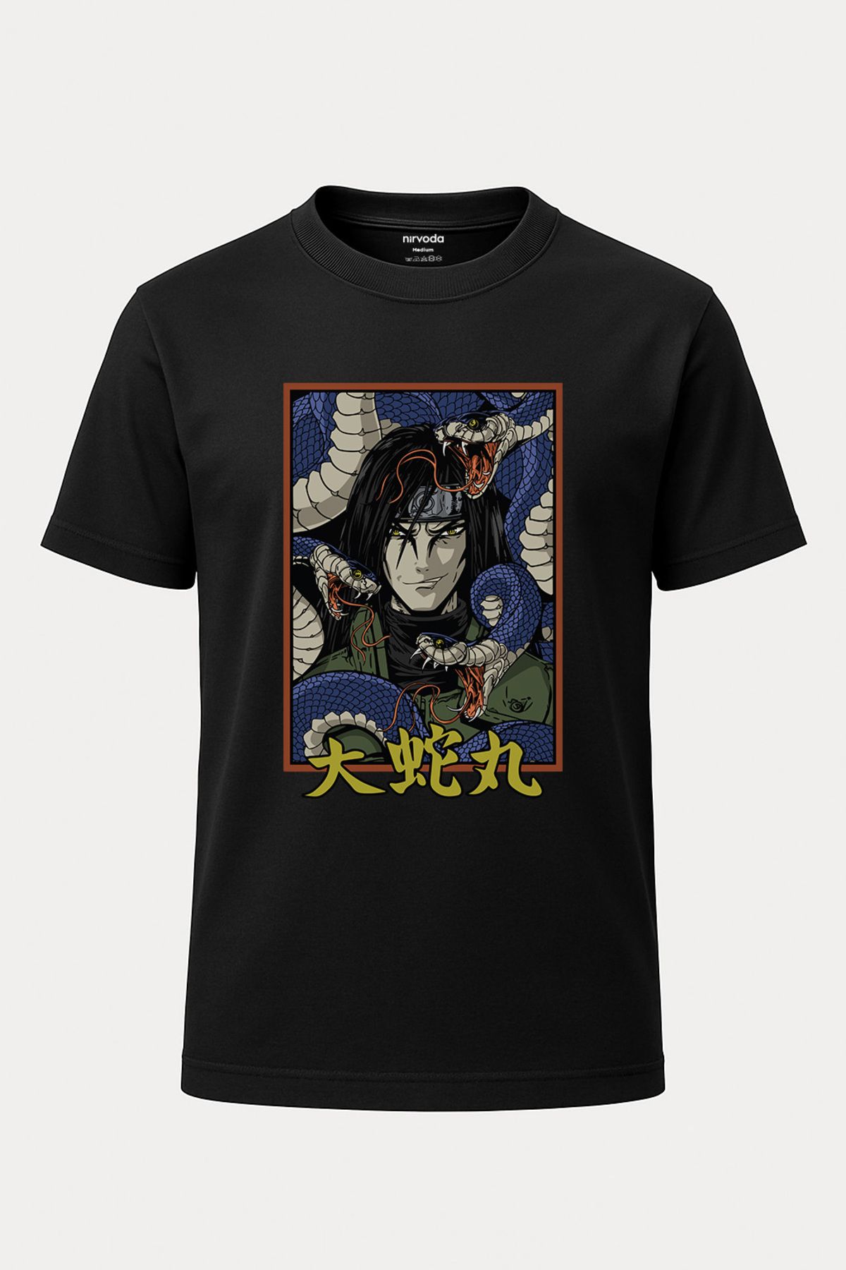 nirvoda Unisex Orochimaru Yılan Baskılı Naruto Tişört - Anime Uzun T-shirt