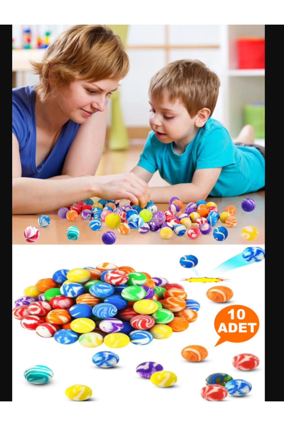 Ax Axentia Zıplayan Oyun Topu 10 Adet Karışık Desenli Pinyata Oyuncağı Zıpzıp Oyuncak Top