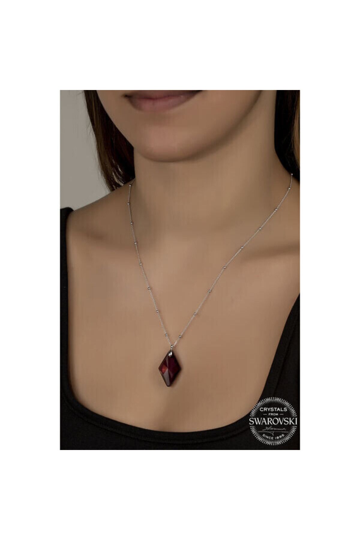 shop Crystal Ametist Taşlı 925 Ayar Gümüş Kolye