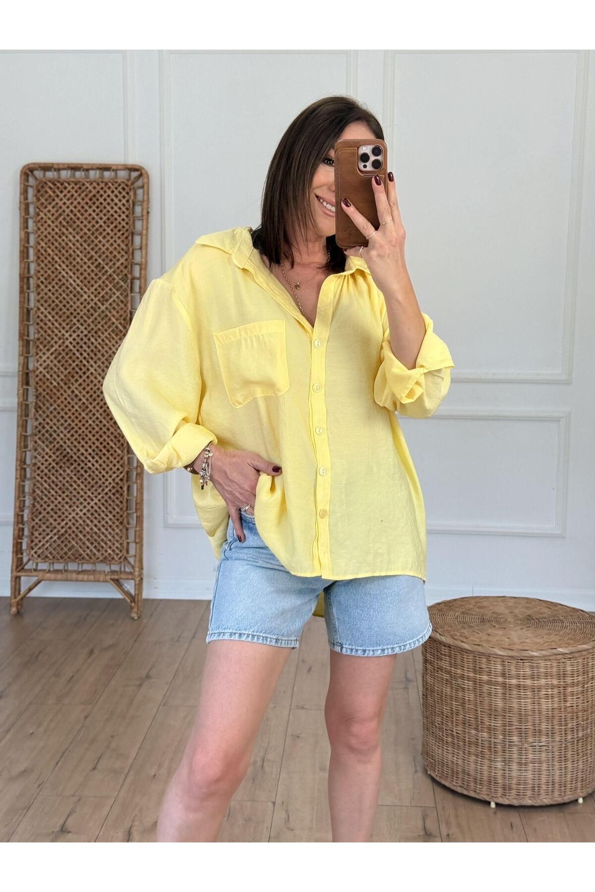 X-Young Oversize Salaş Gömlek SARI