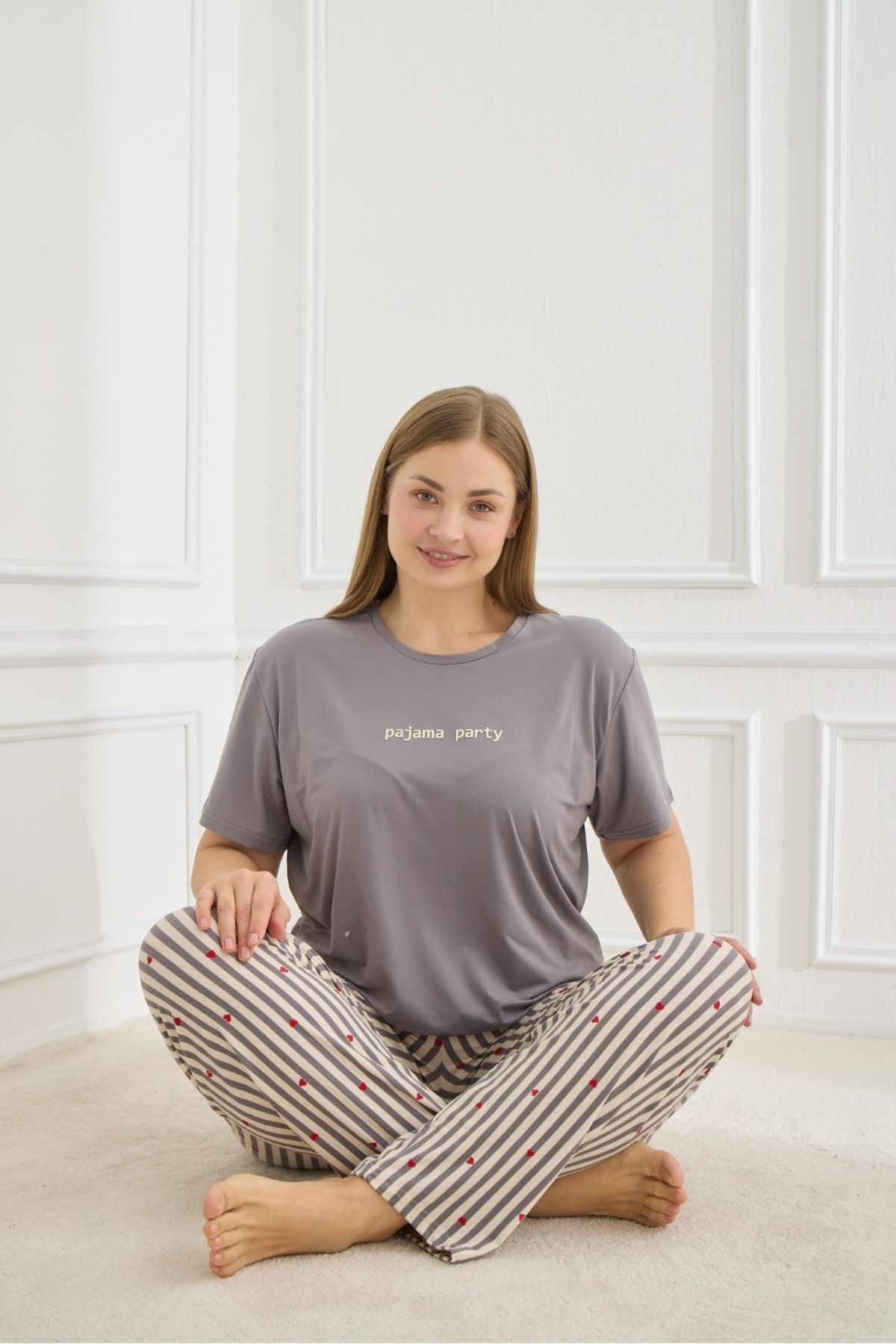 Mihra Stil Mihra 50502-1102 Kadın Büyük Beden Pijama Takımı