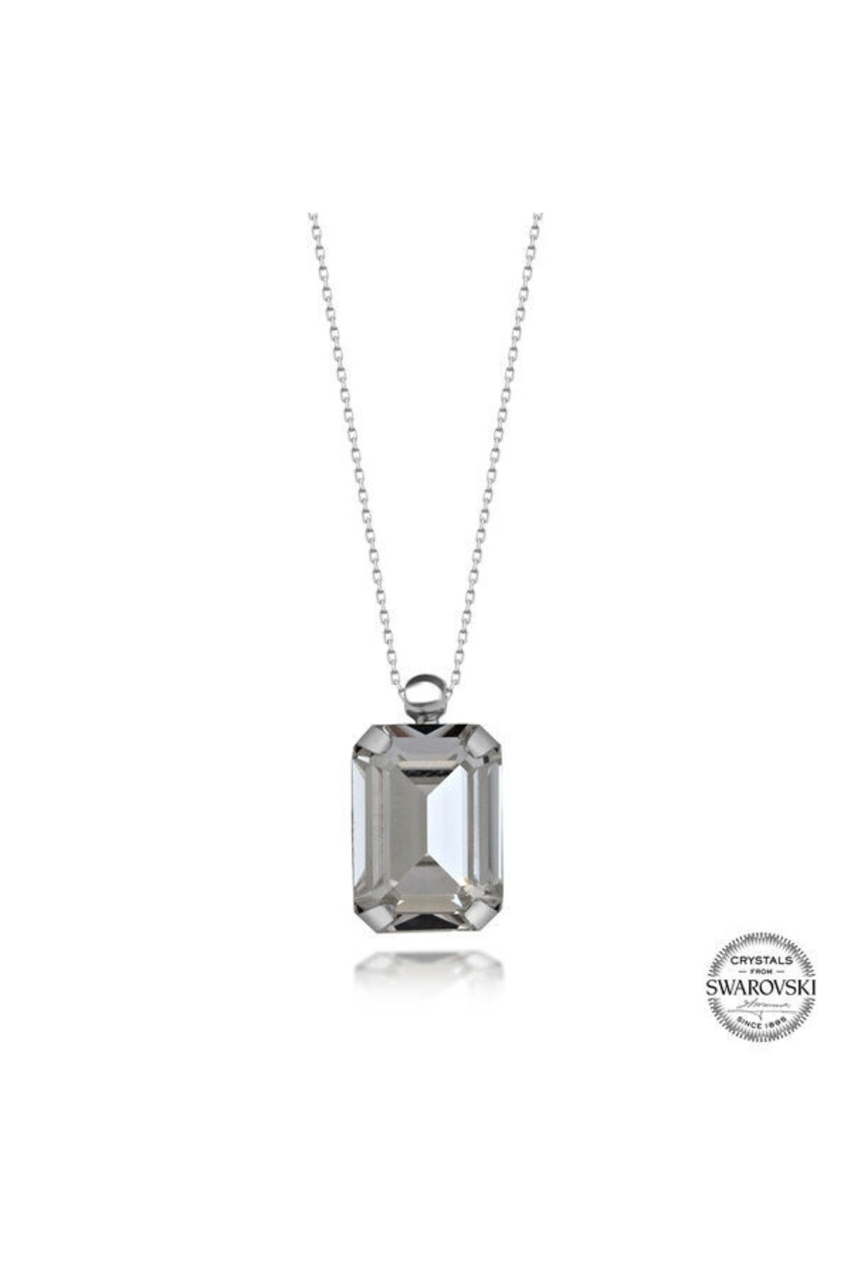 shop Crystal Taşlı Baget 925 Ayar Gümüş Kolye