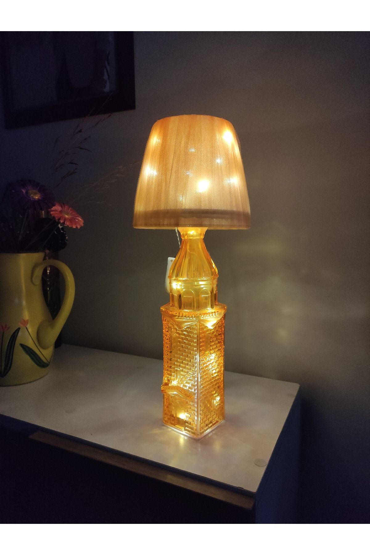 Hobby Dizayn Kız Kulesi Cam Şişe Abajur , Aydınlatma Peri Led Gece Lambası