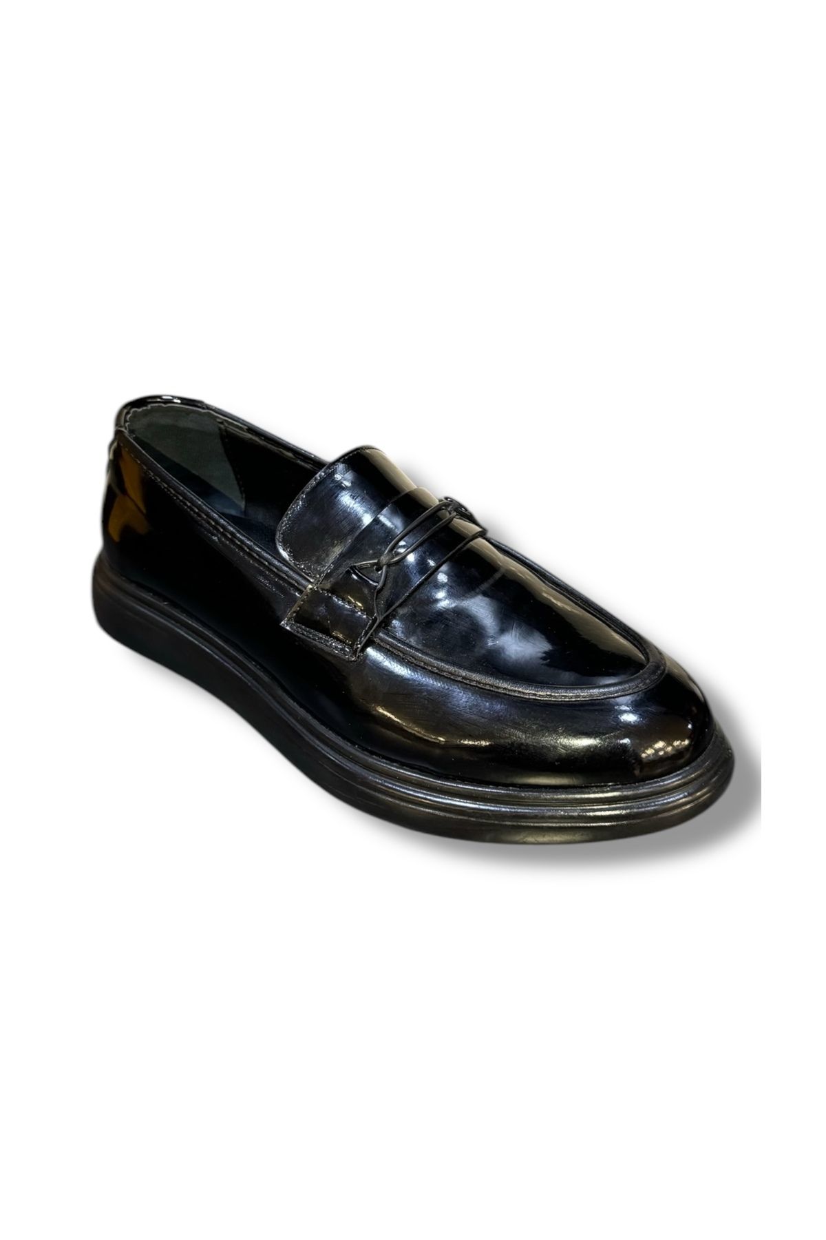 İdeal Praff Leather 2024-01 Lastik Tokalı Poli Taban Rugan Klasik Loafer Ayakkabı