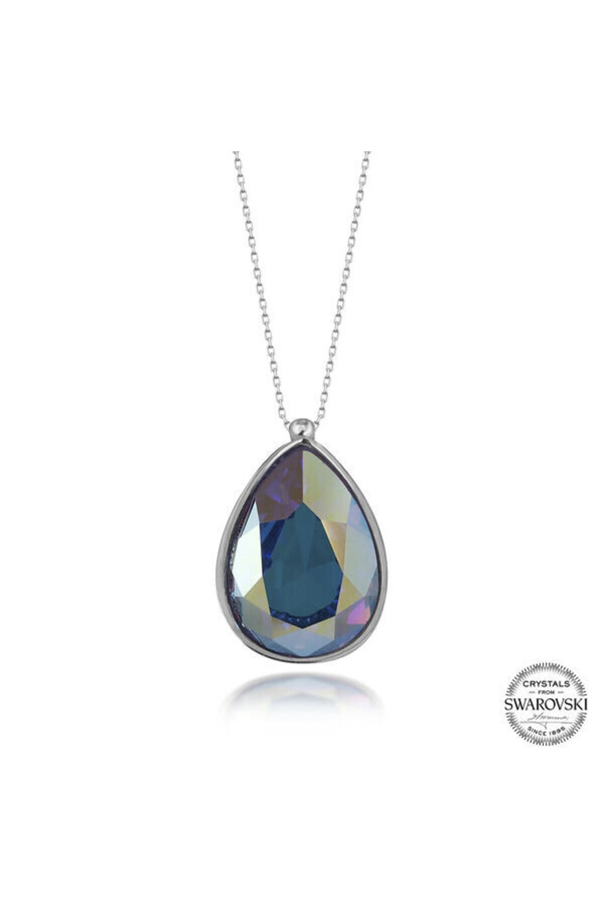 shop Crystal Taşlı Damla 925 Ayar Gümüş Kolye