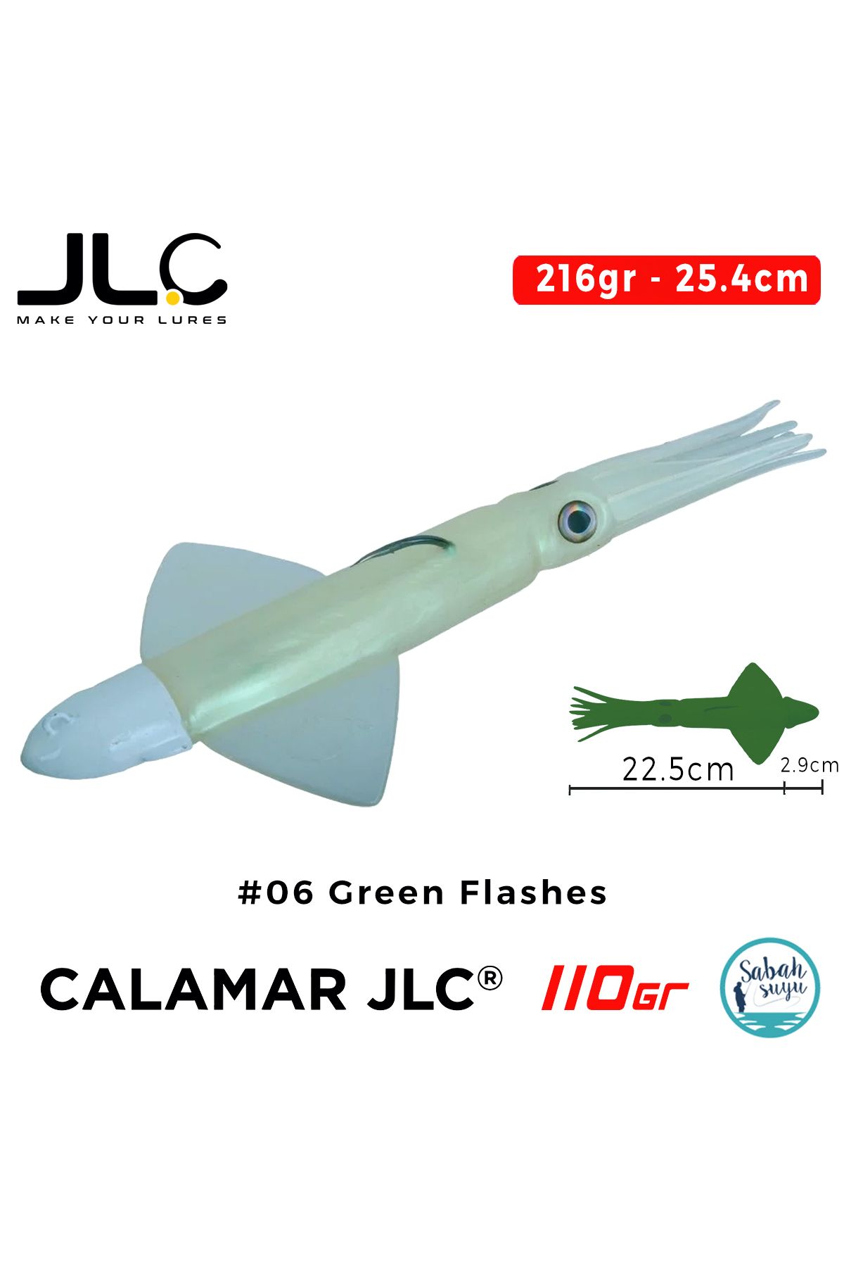 JLC Calamar 110 Set 25.4cm 216gr #06 Green Flashes Silikon Kalamar