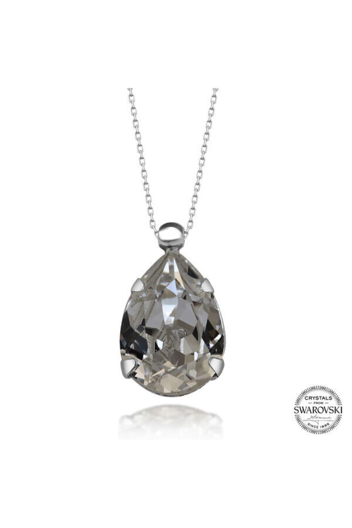 shop Crystal Taşlı Damla 925 Ayar Gümüş Kolye