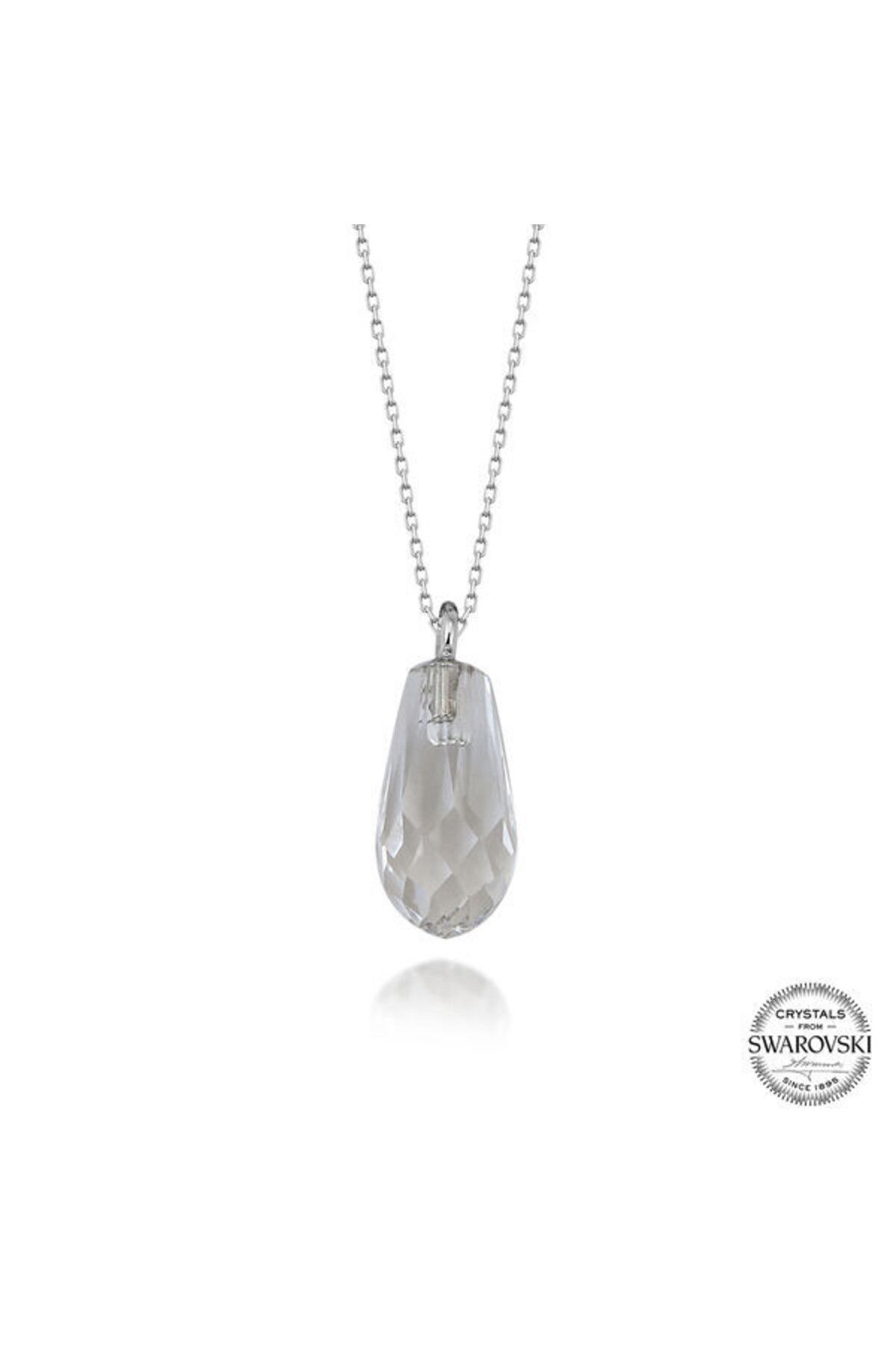 shop Crystal Taşlı Drop Kesim 925 Ayar Gümüş Kolye