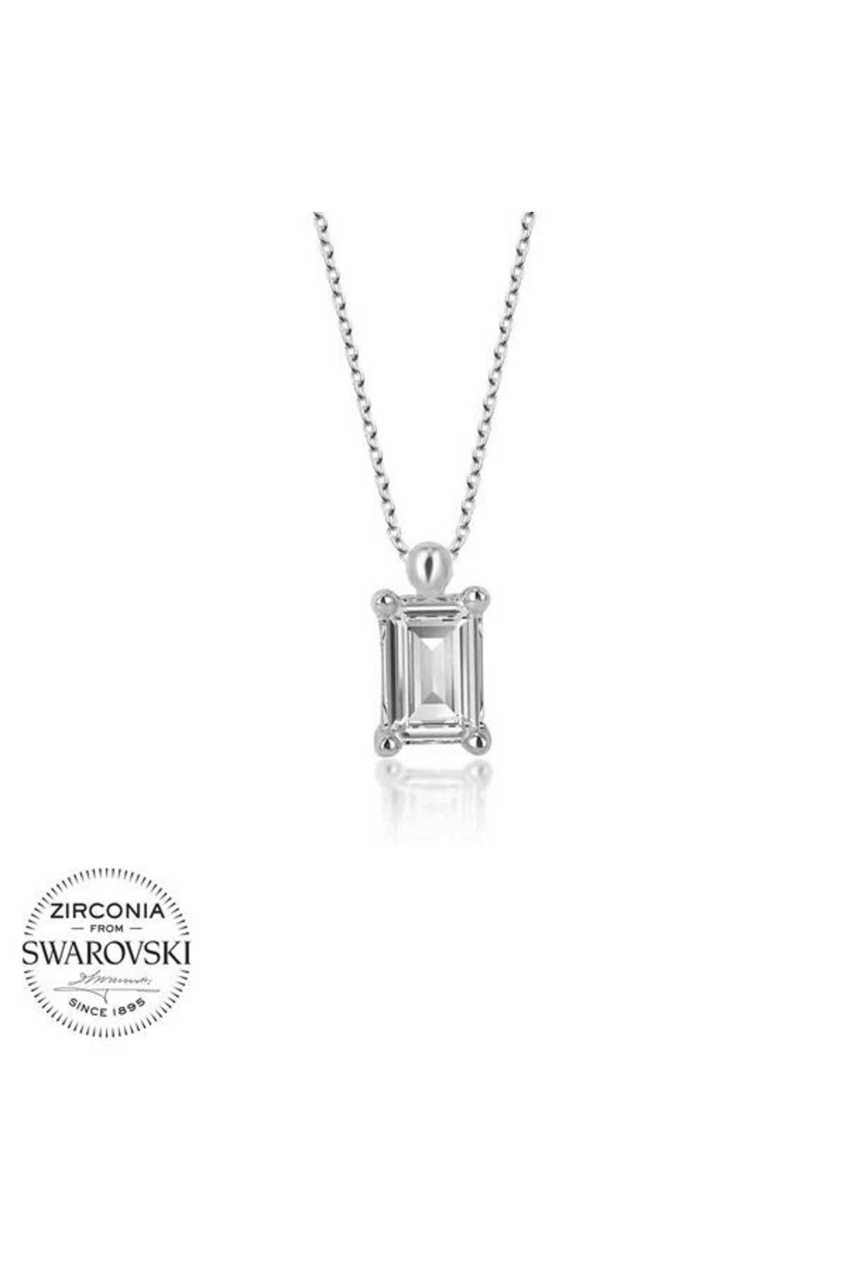 shop Taşlı Baget Tek Taş 925 Ayar Gümüş Kolye