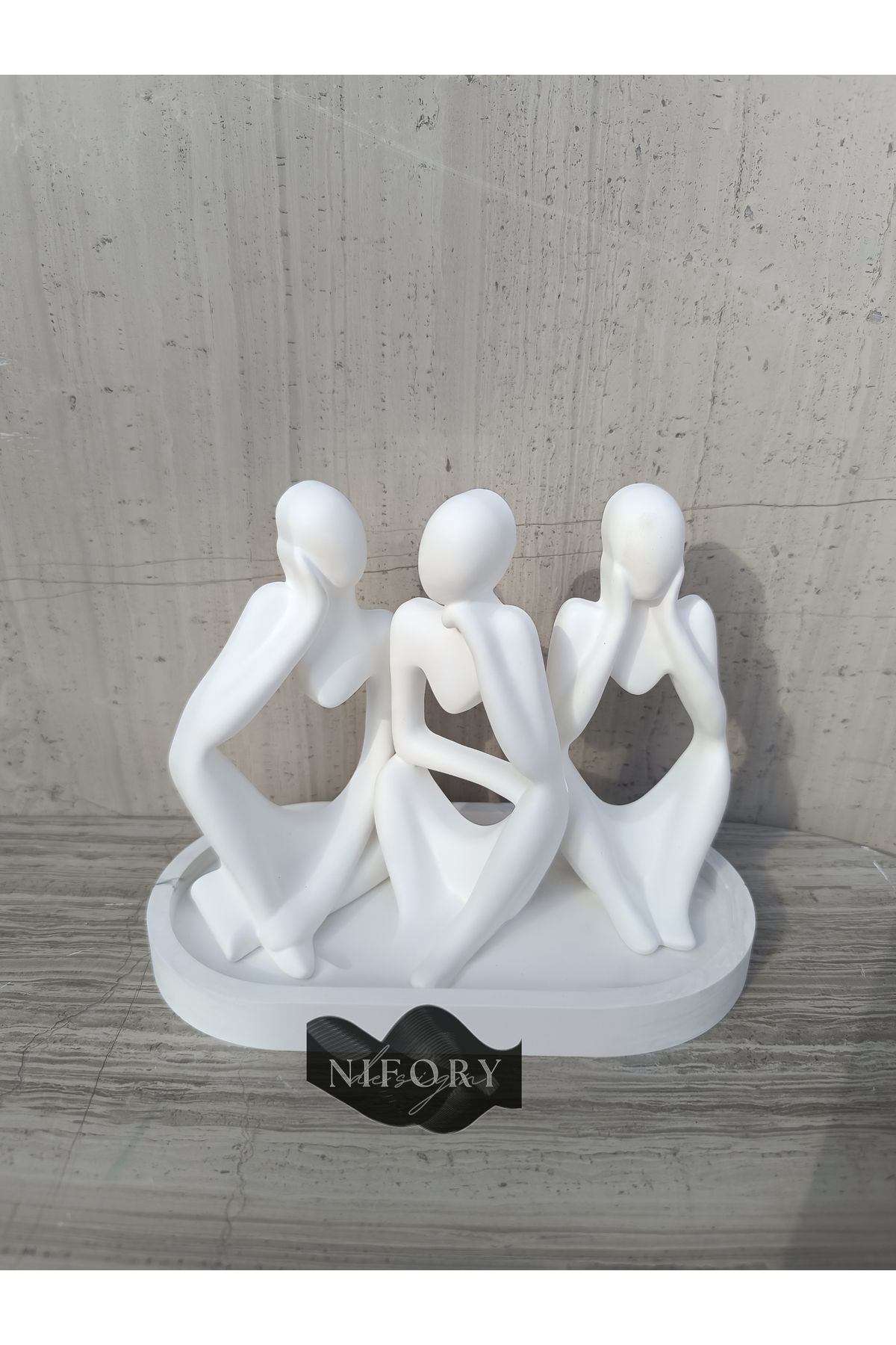 Nifory 520-N018 Dekoratif Beton Sunum Aksesuar Set Beton Biblo Organizer Takımı Çok Amaçlı Dekoratif Set