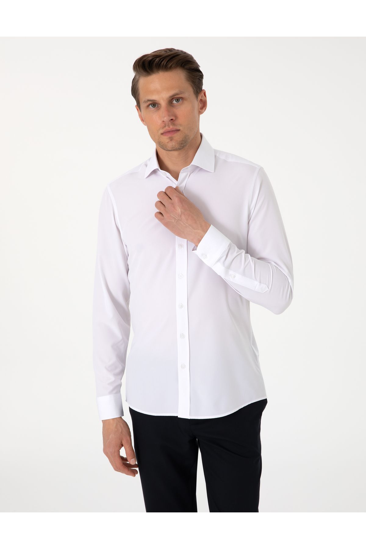 Pierre Cardin Beyaz Ex. Slim Fit Uzun Kollu Gömlek 50303958-VR013