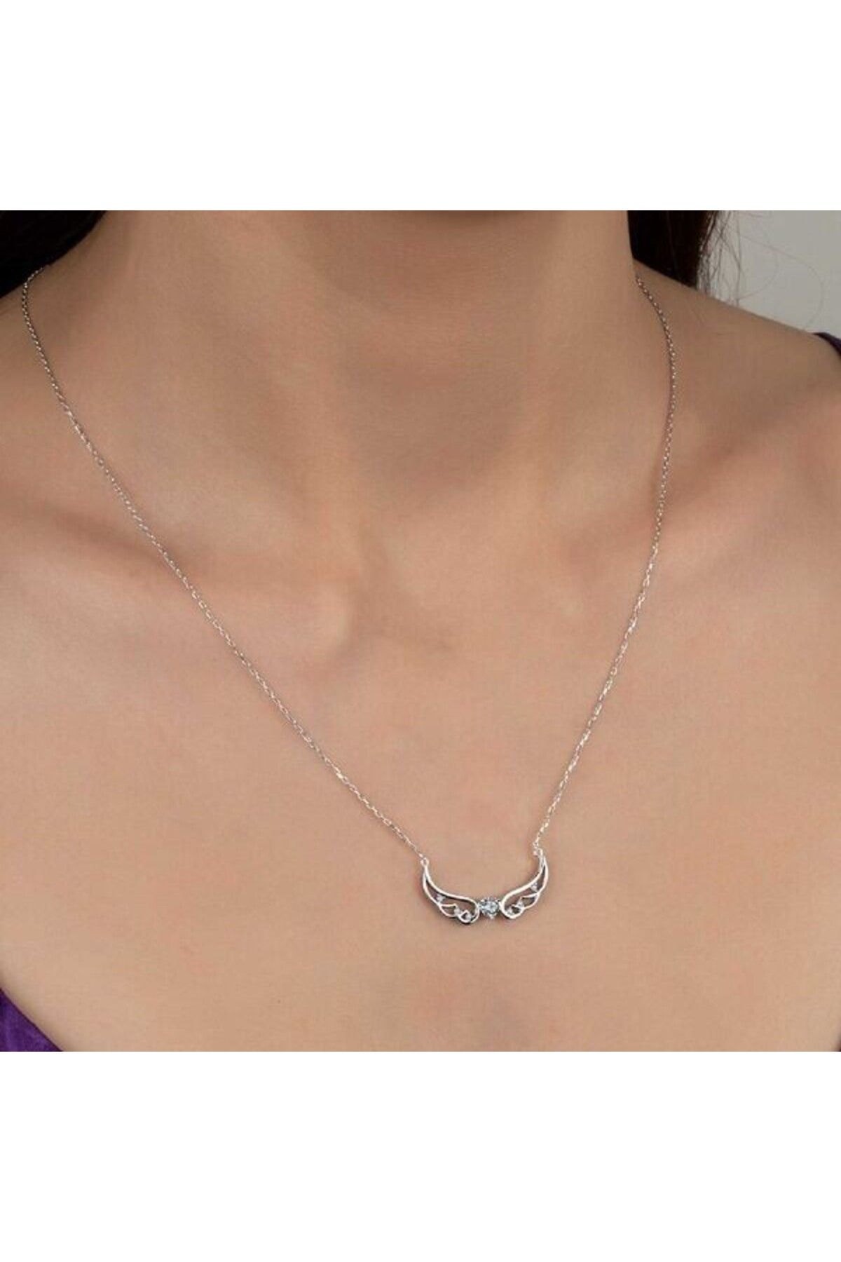 shop Taşlı Kanat 925 Ayar Gümüş Kolye