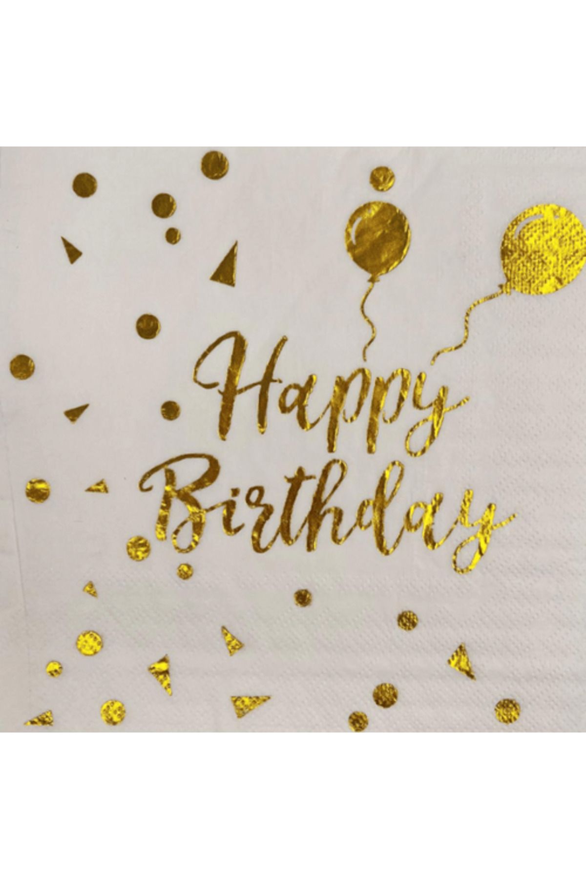 Big Party Kağıt Peçete Varak baskılı Happy Birthday Balonlu Beyaz Model 20 Parça